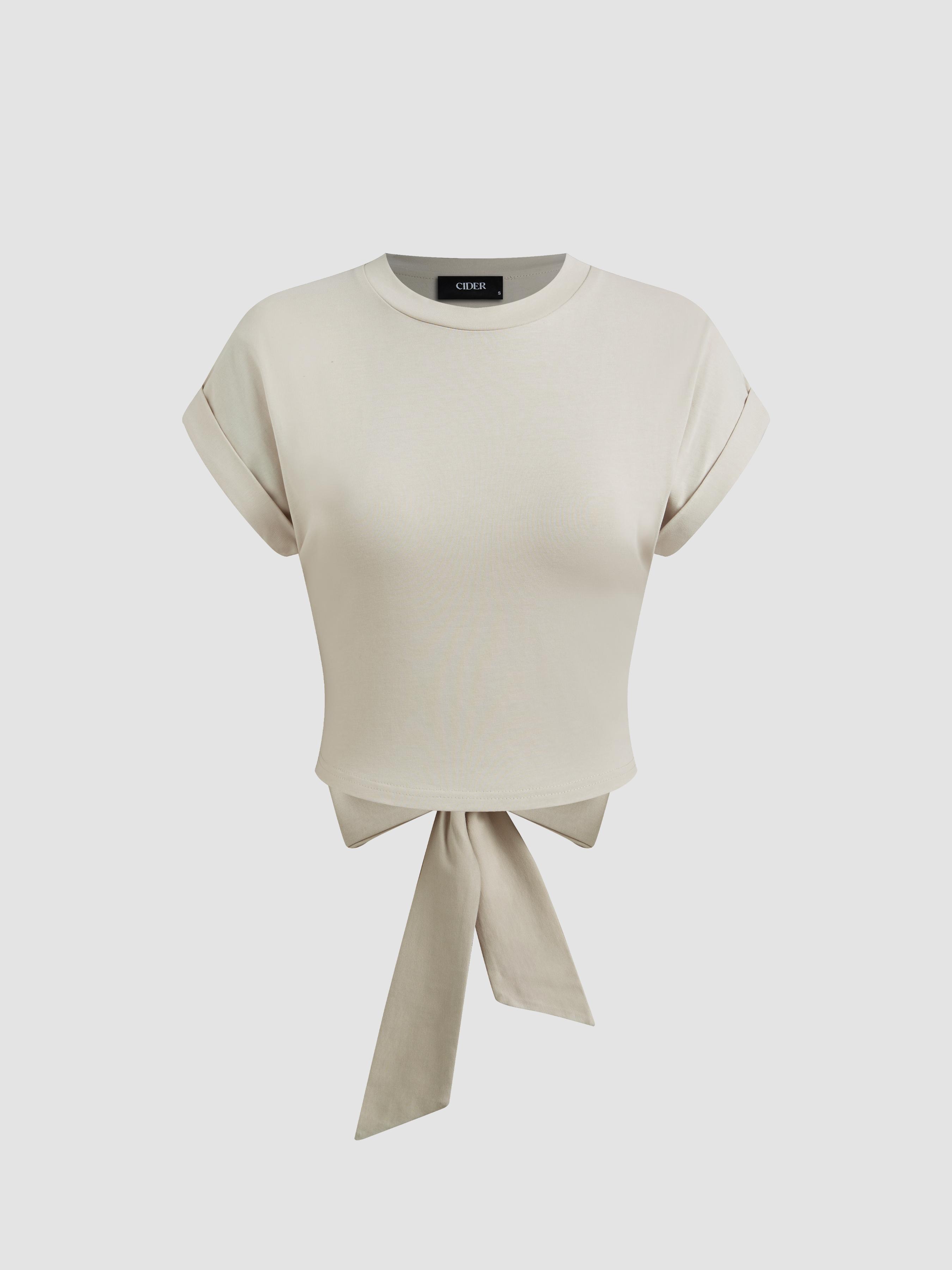 Cotton-blend Cut Out Bowknot Crop Top by CIDER