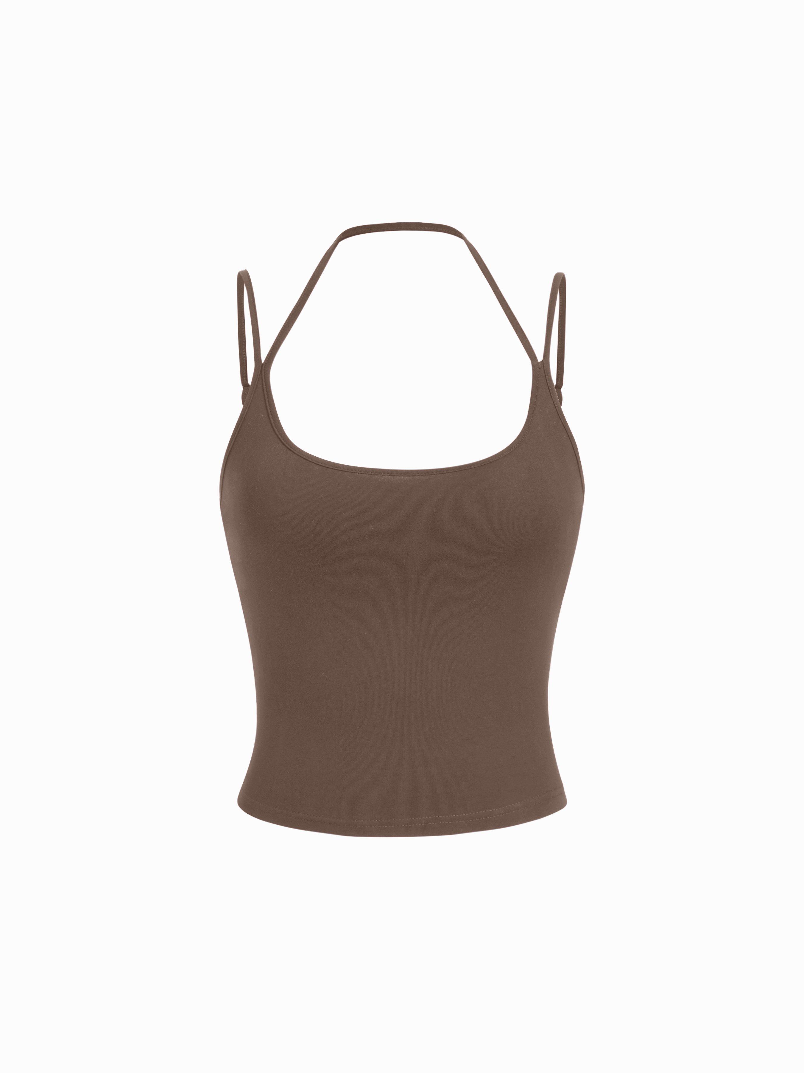 Cotton-blend Halter Neck Double Strap Cami Top by CIDER