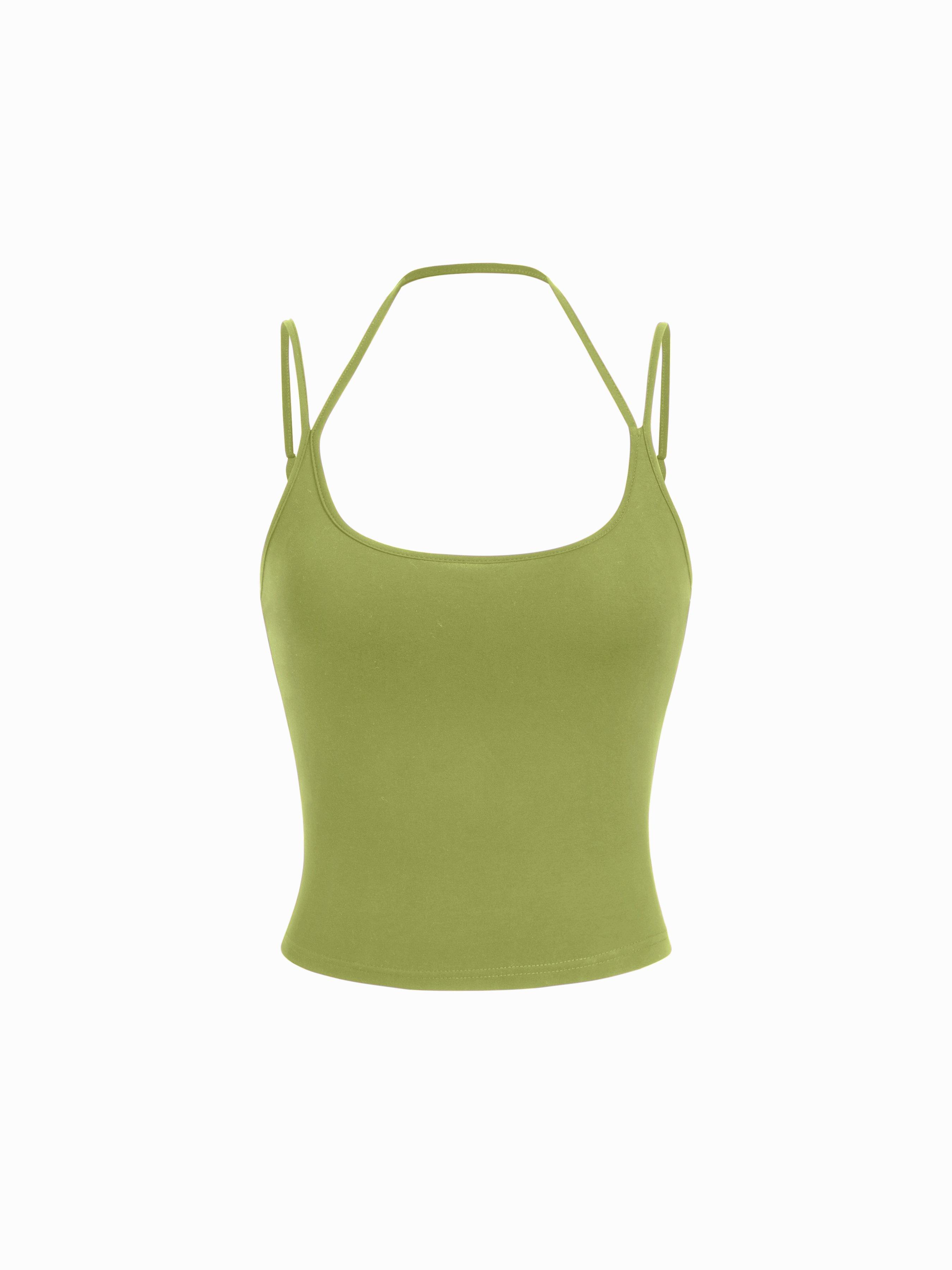 Cotton-blend Halter Neck Double Strap Cami Top by CIDER