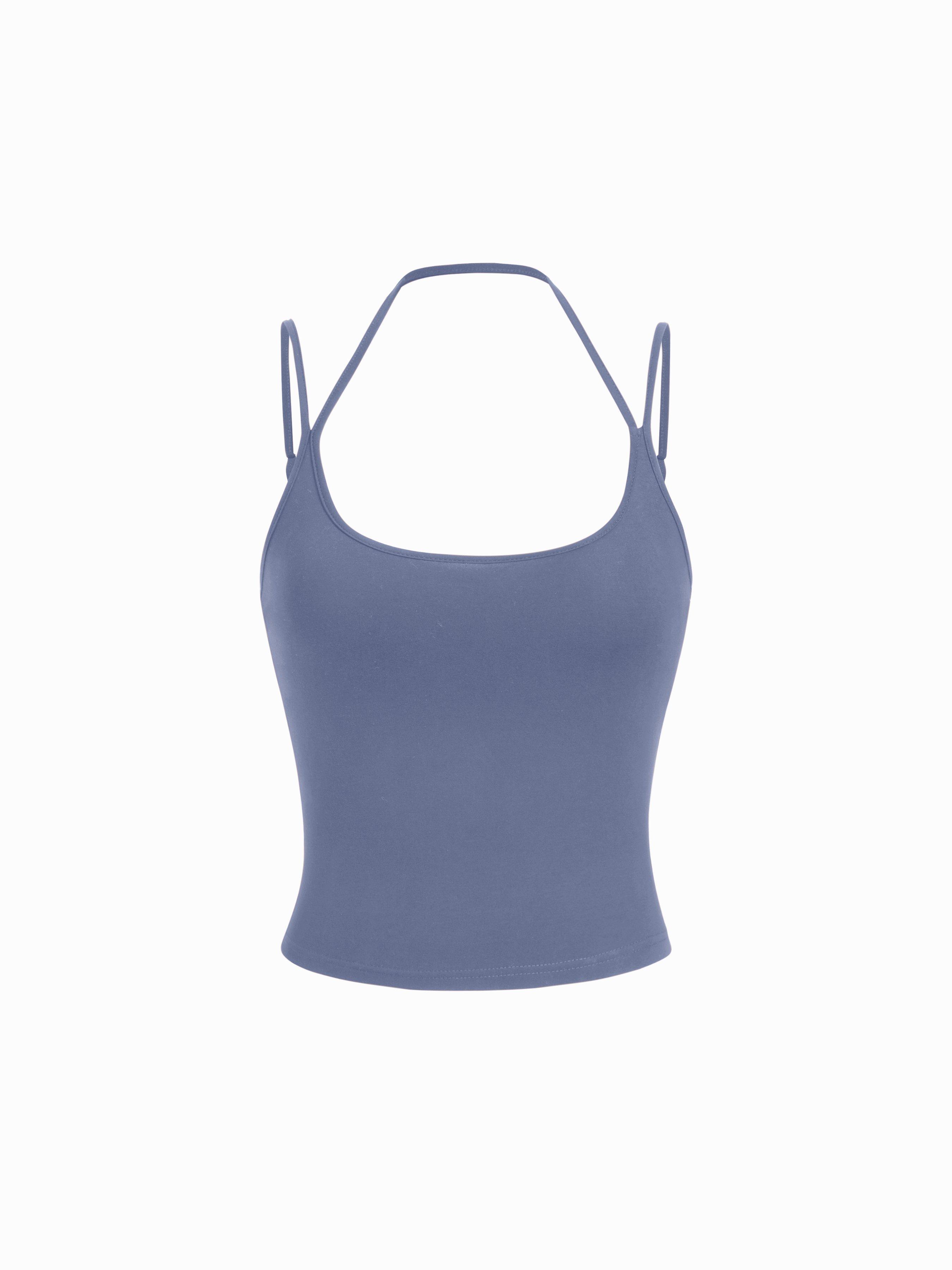 Cotton-blend Halter Neck Double Strap Cami Top by CIDER