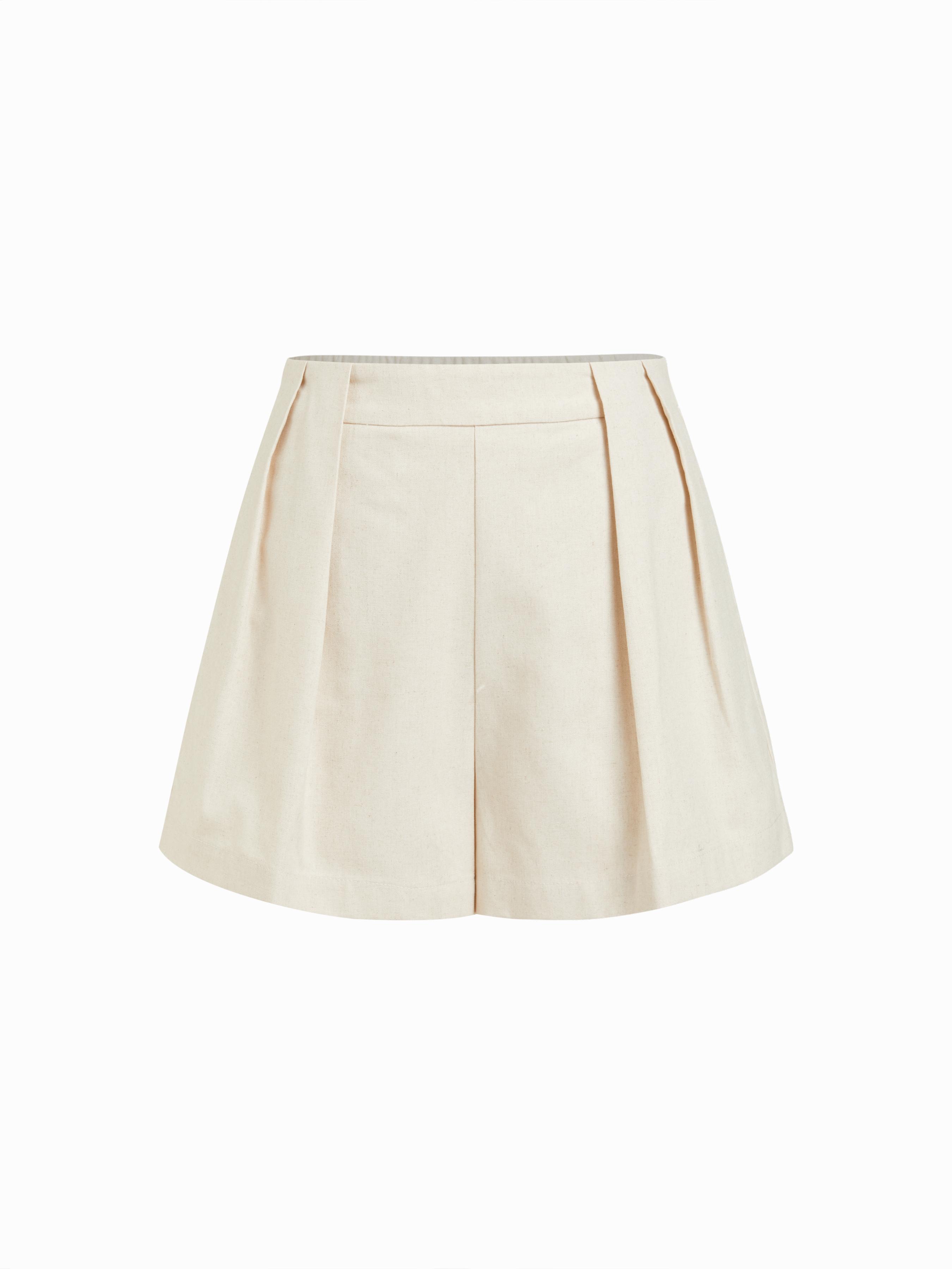 Cotton-blend High Rise Pleated Shorts by CIDER