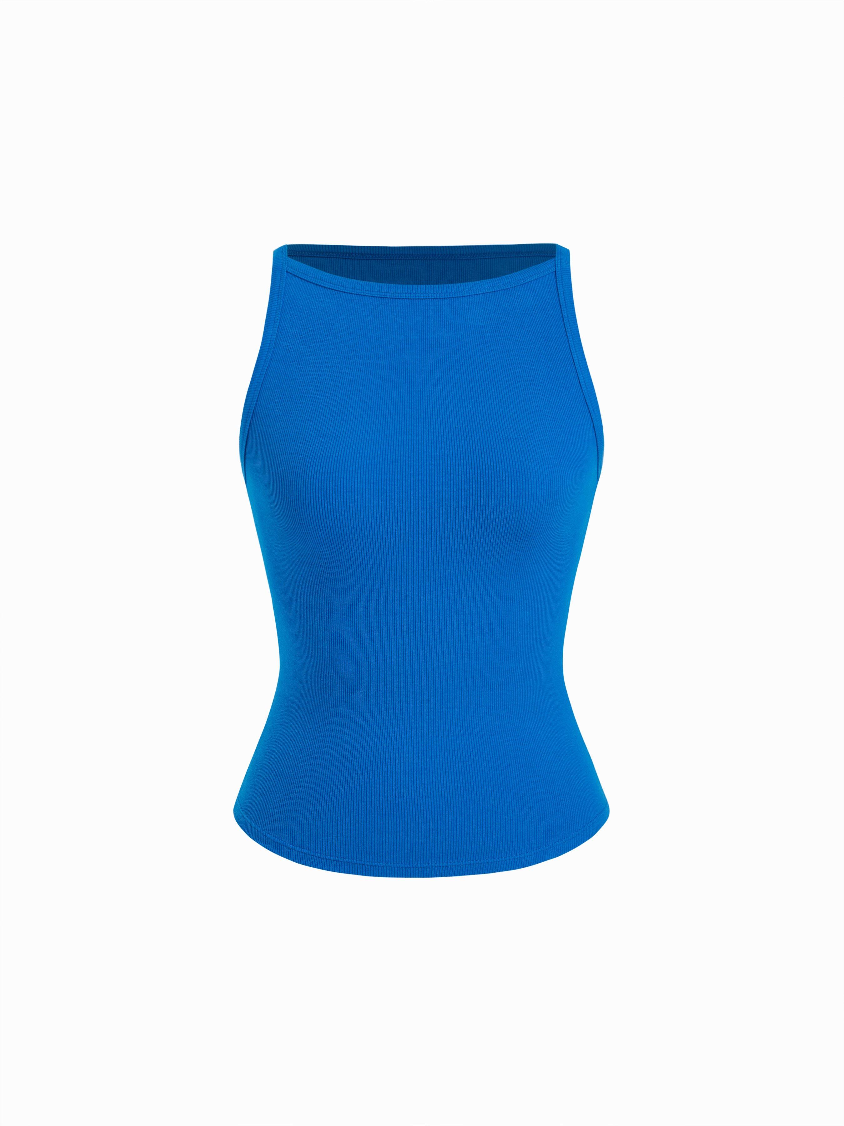 Cotton-blend High Stretch Boat Neck Ribbed Tank Top by CIDER Cotton-blend High Stretch Boat Neck Ribbed Tank Top by CIDER