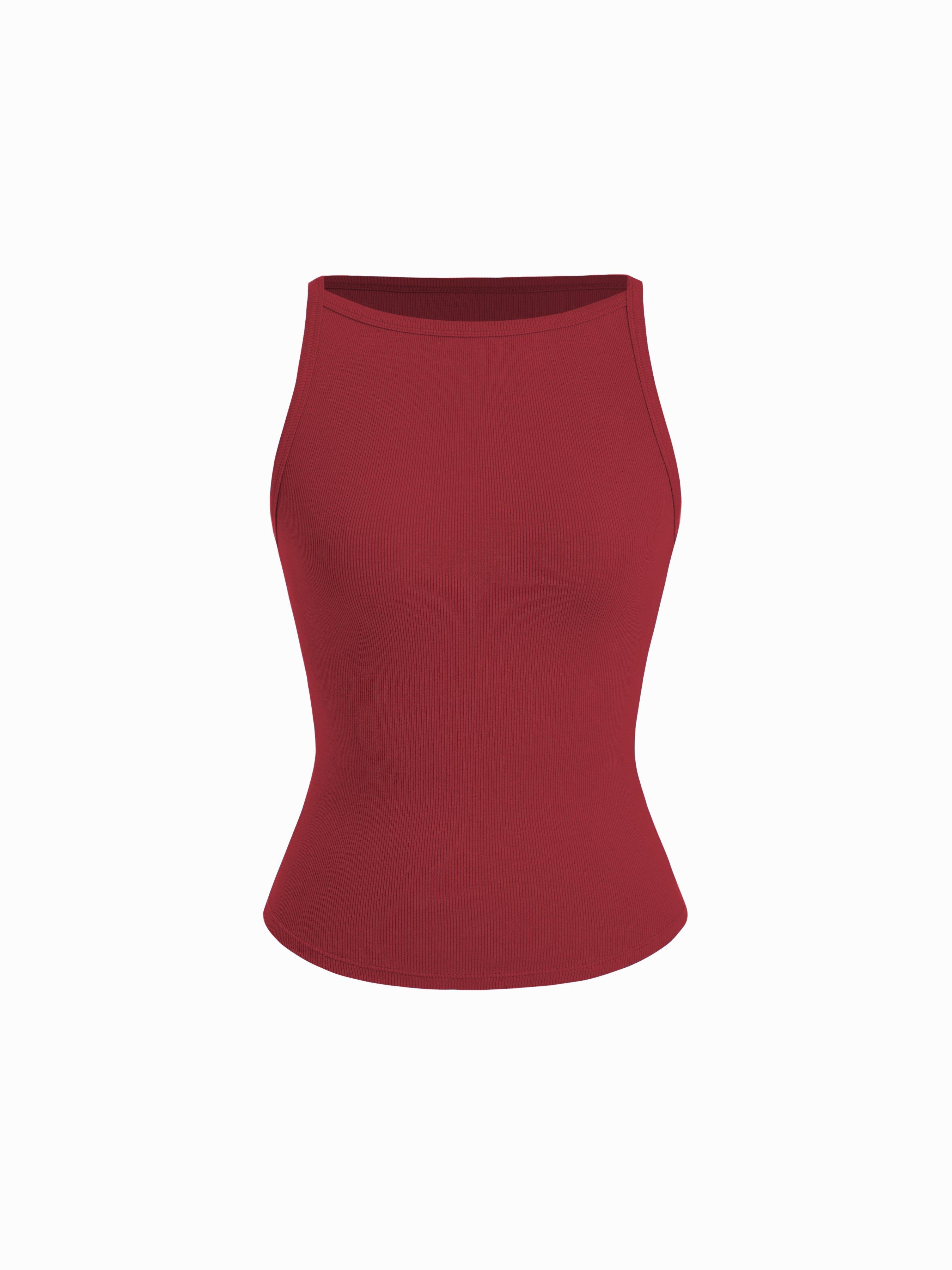 Cotton-blend High Stretch Boat Neck Ribbed Tank Top by CIDER
