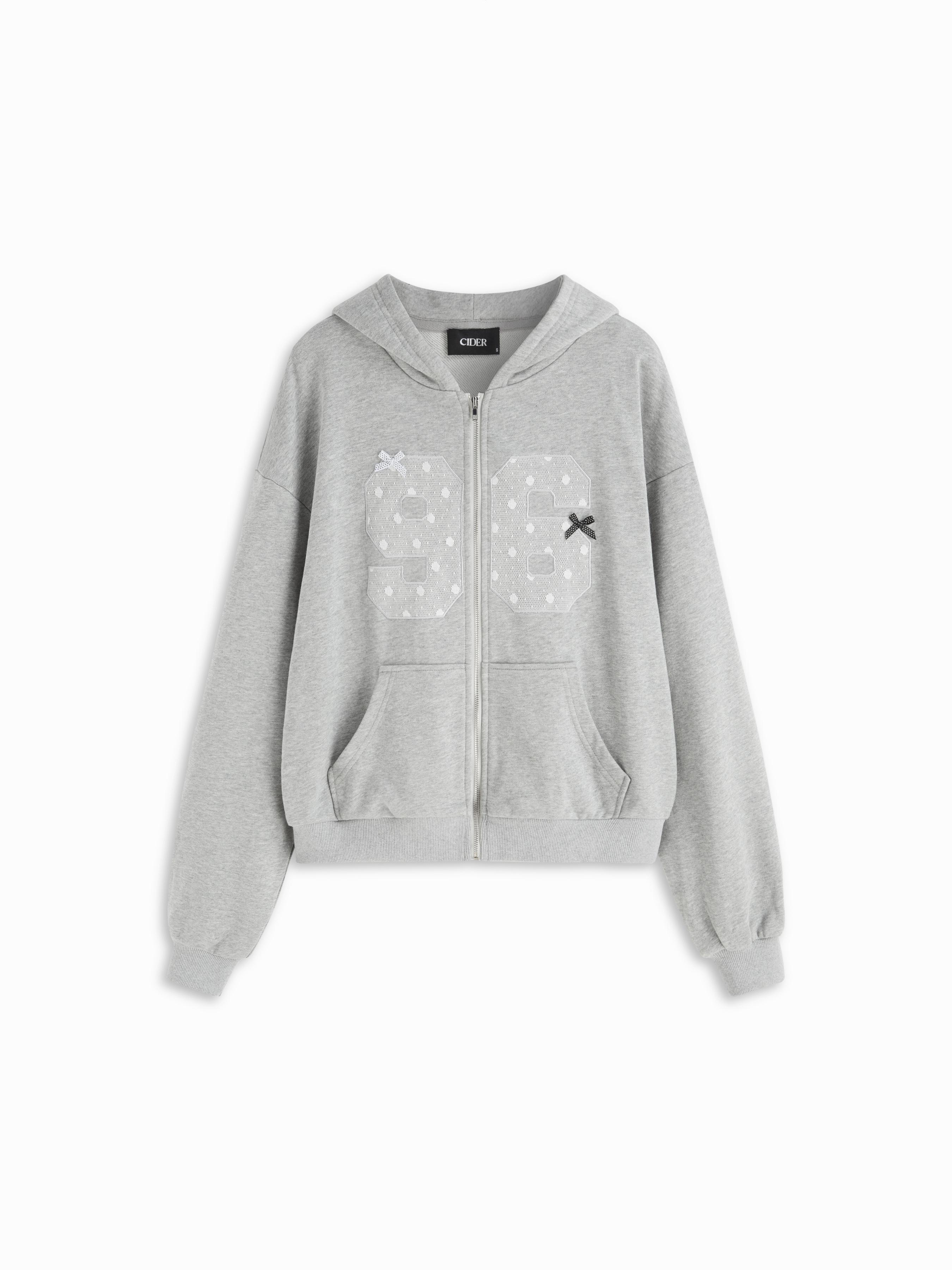 Cotton-blend Hooded Lace 96 Bowknot Oversized Hoodie by CIDER