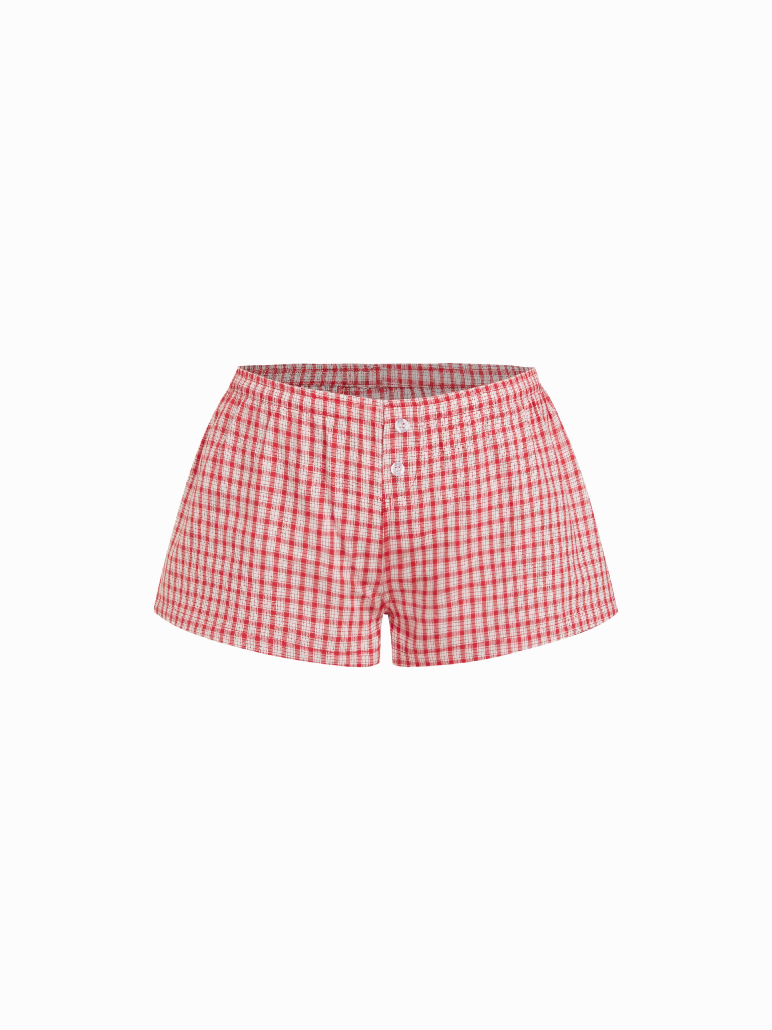 Cotton-blend Low Rise Checks Micro Shorts by CIDER