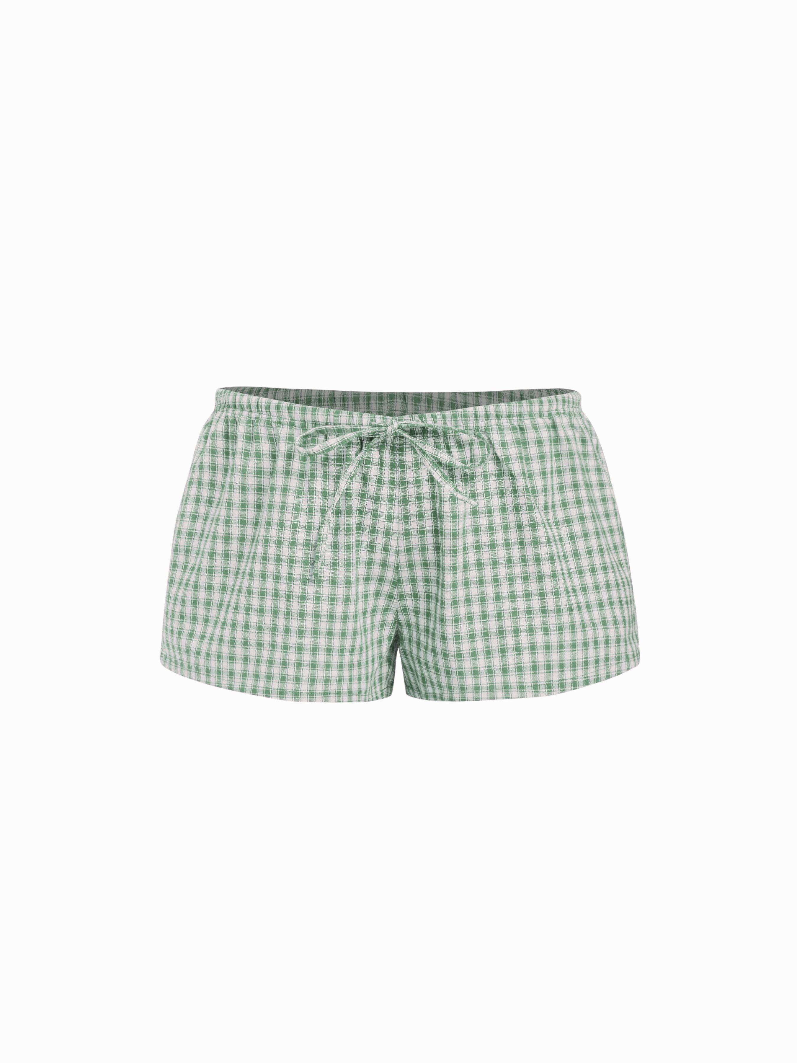Cotton-blend Low Rise Gingham Twist Knot Shorts by CIDER