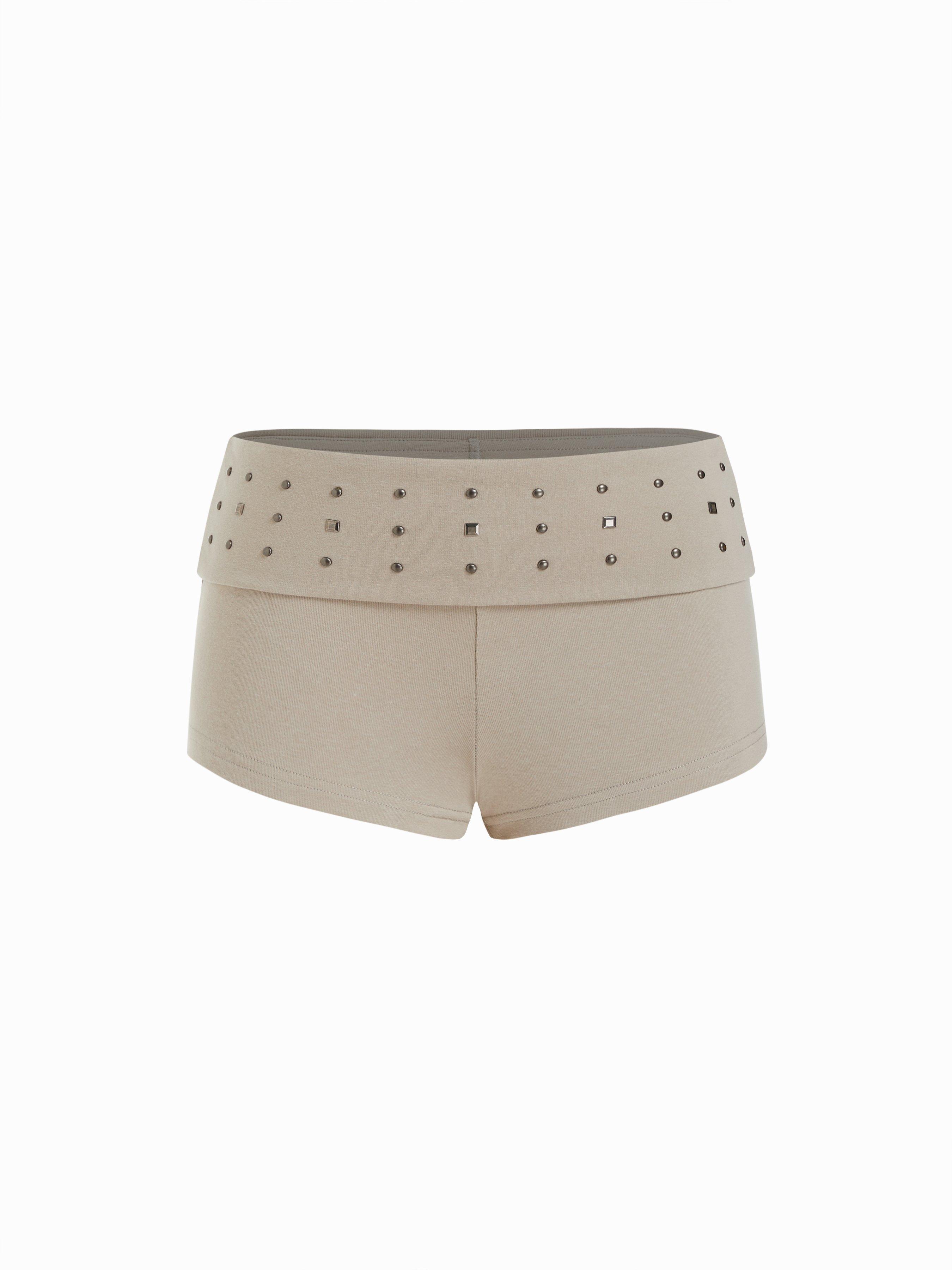 Cotton-blend Low Rise Metal Detail Micro Shorts by CIDER