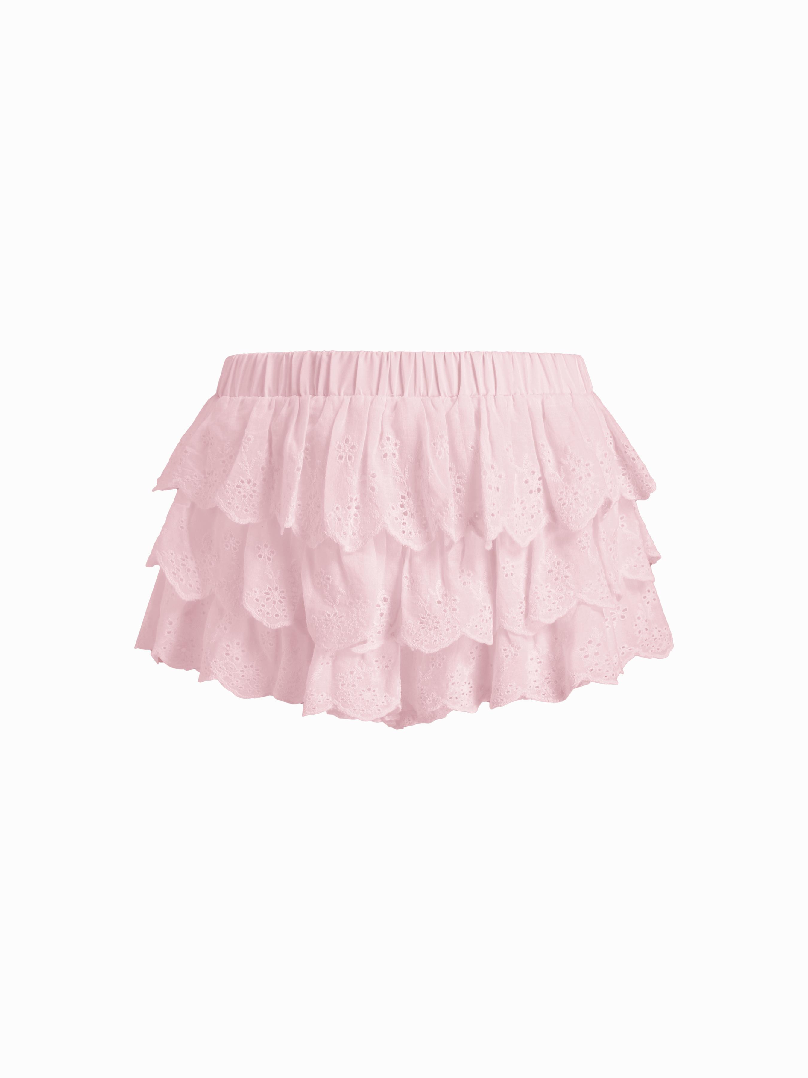 Cotton-blend Low Rise Solid Layered Micro Bloomer Shorts by CIDER