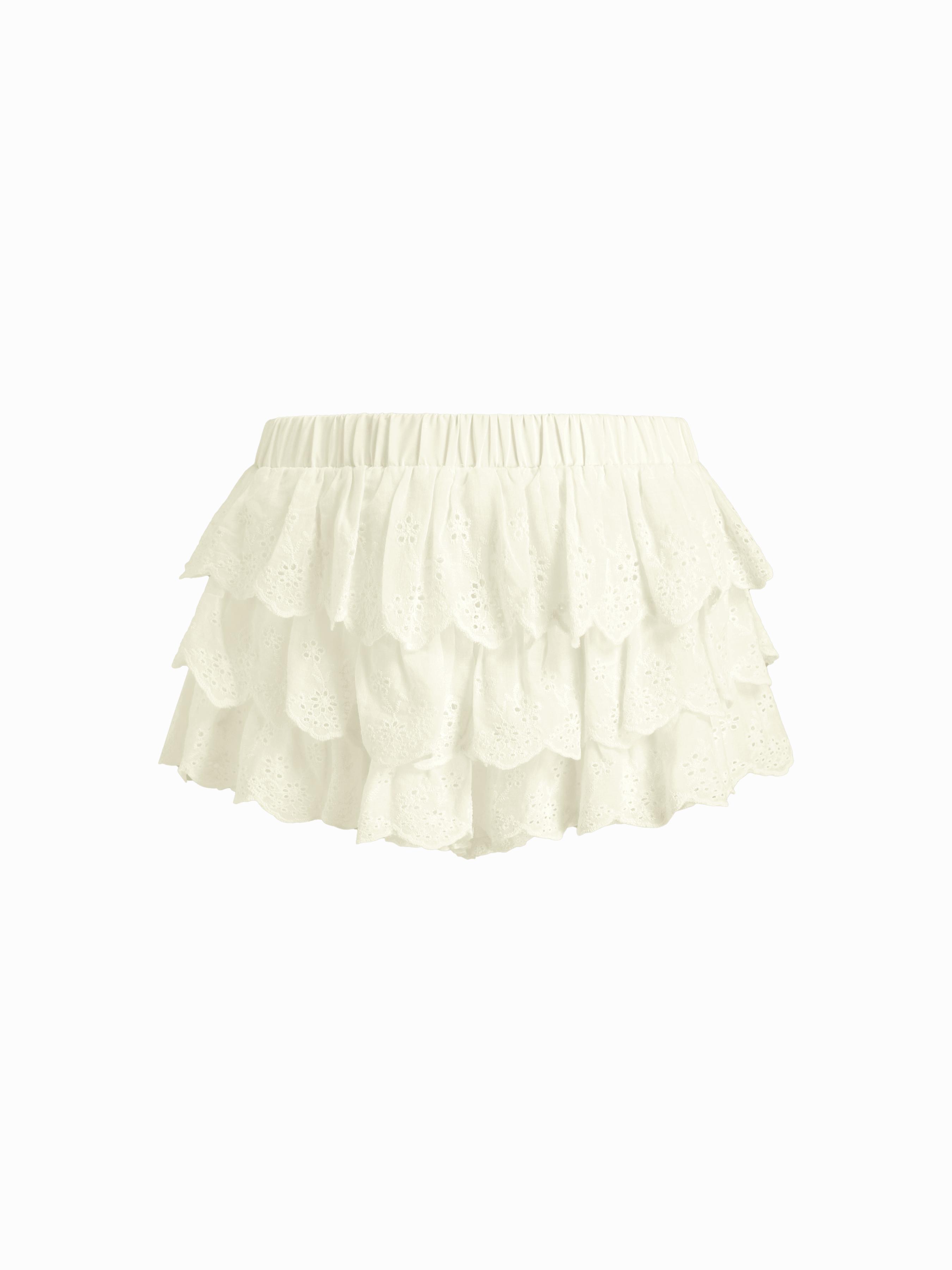 Cotton-blend Low Rise Solid Layered Micro Bloomer Shorts by CIDER