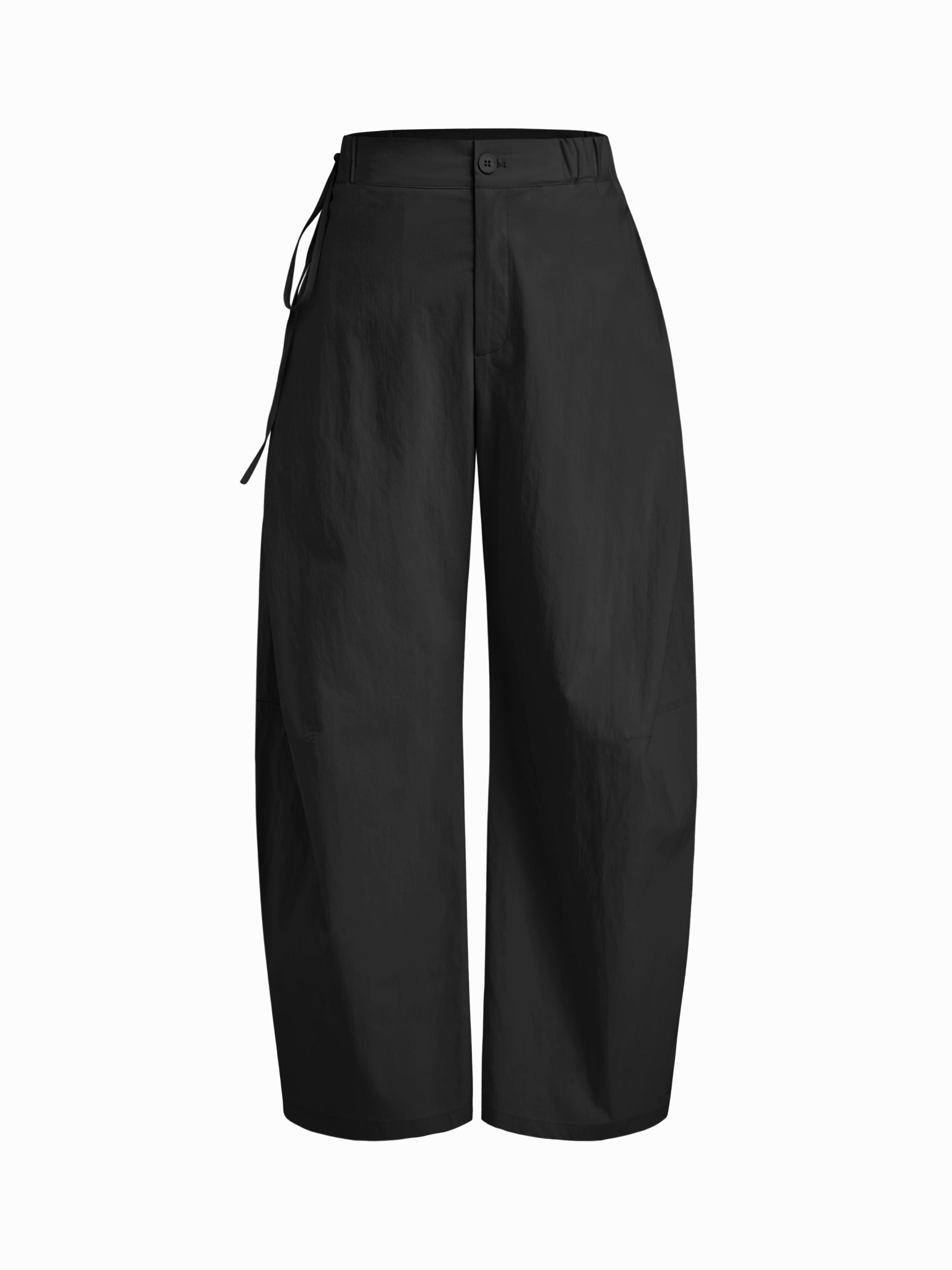 Cotton-blend Low Rise Tie Side Barrel-leg Trousers by CIDER