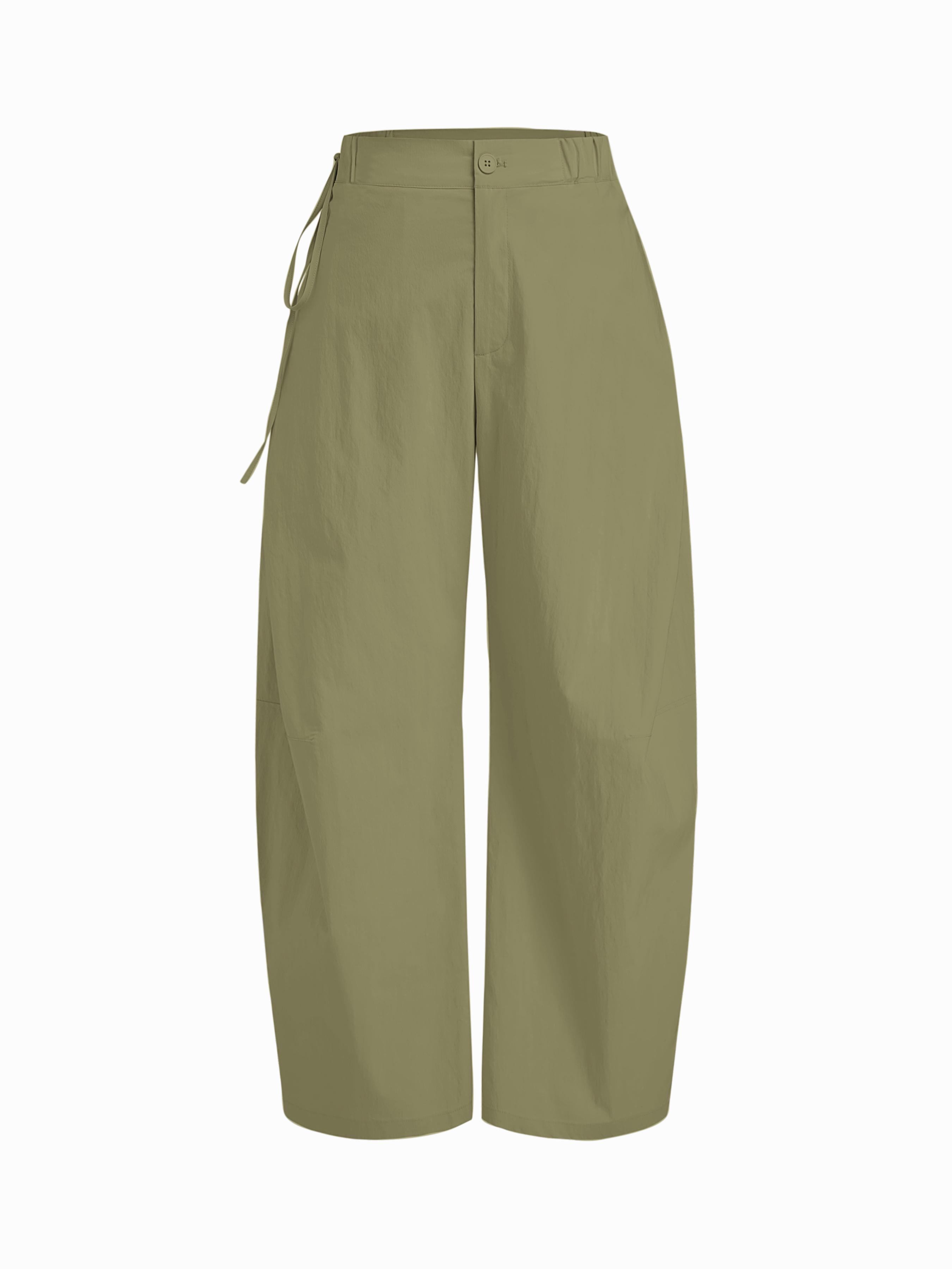 Cotton-blend Low Rise Tie Side Barrel-leg Trousers by CIDER