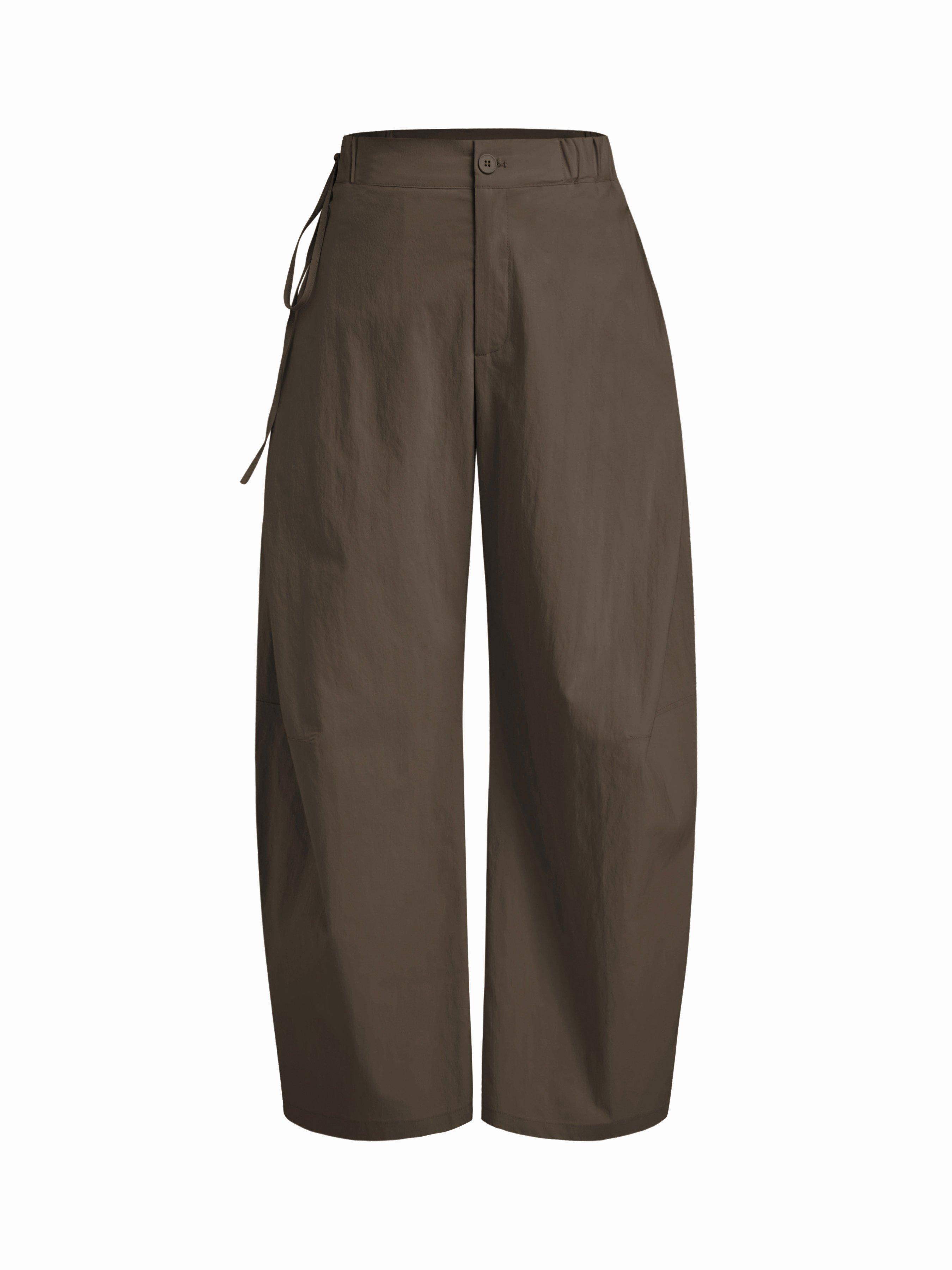 Cotton-blend Low Rise Tie Side Barrel-leg Trousers by CIDER