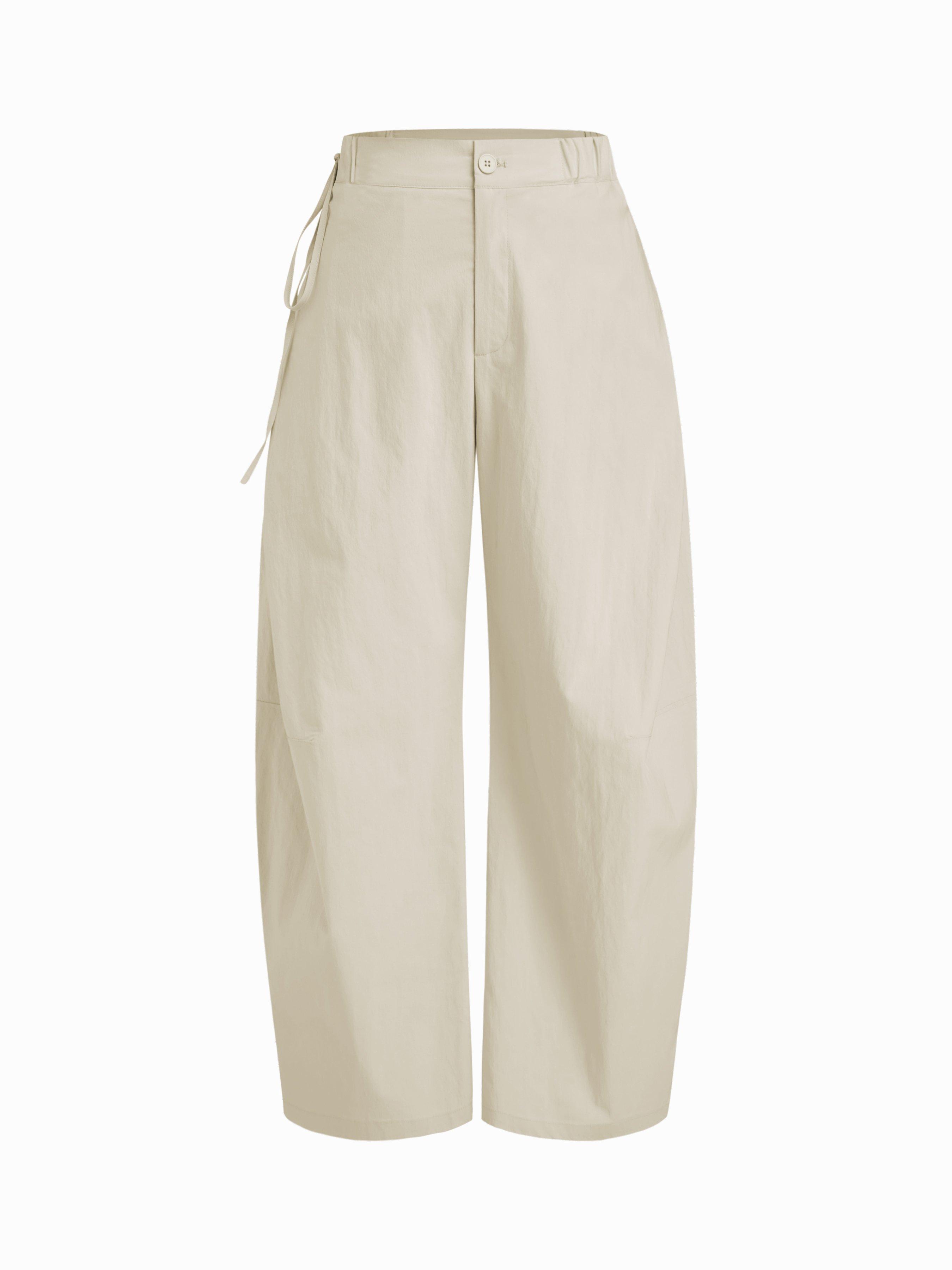 Cotton-blend Low Rise Tie Side Barrel-leg Trousers by CIDER