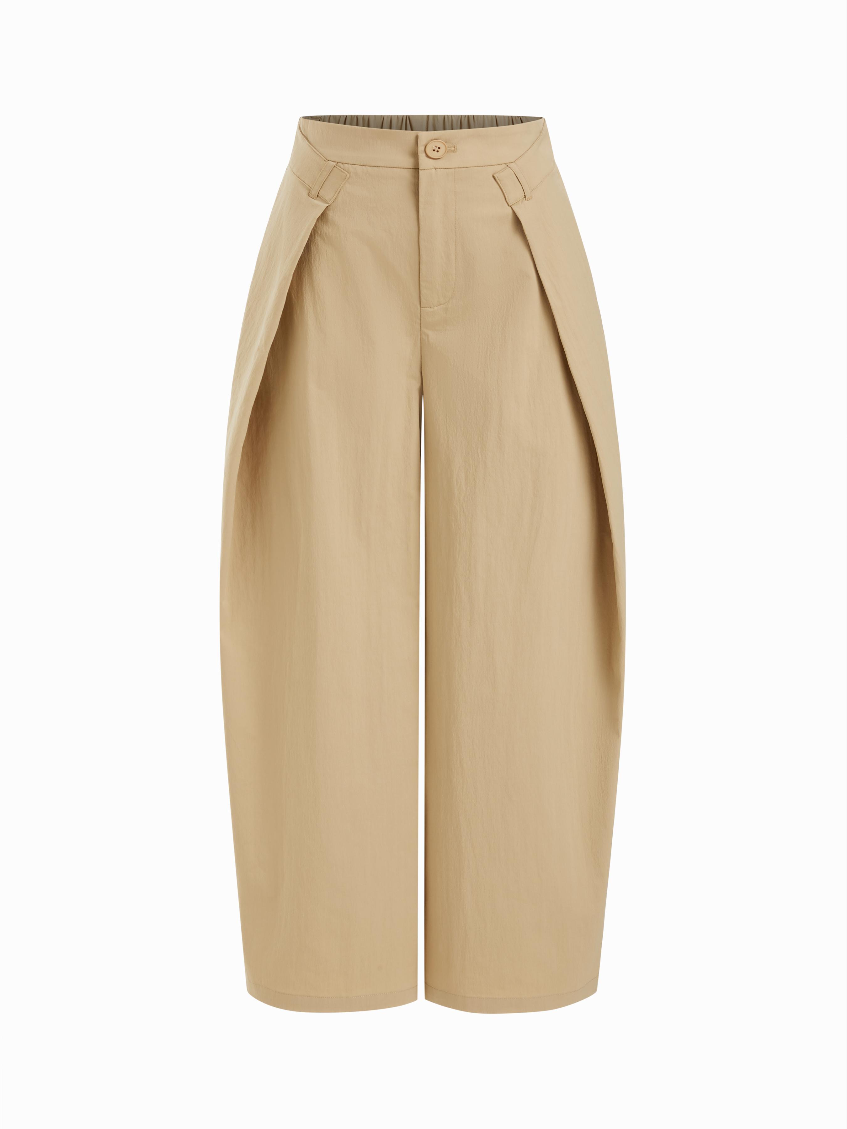 Cotton-blend Mid Rise Asymmetrical Barrel-leg Trousers by CIDER