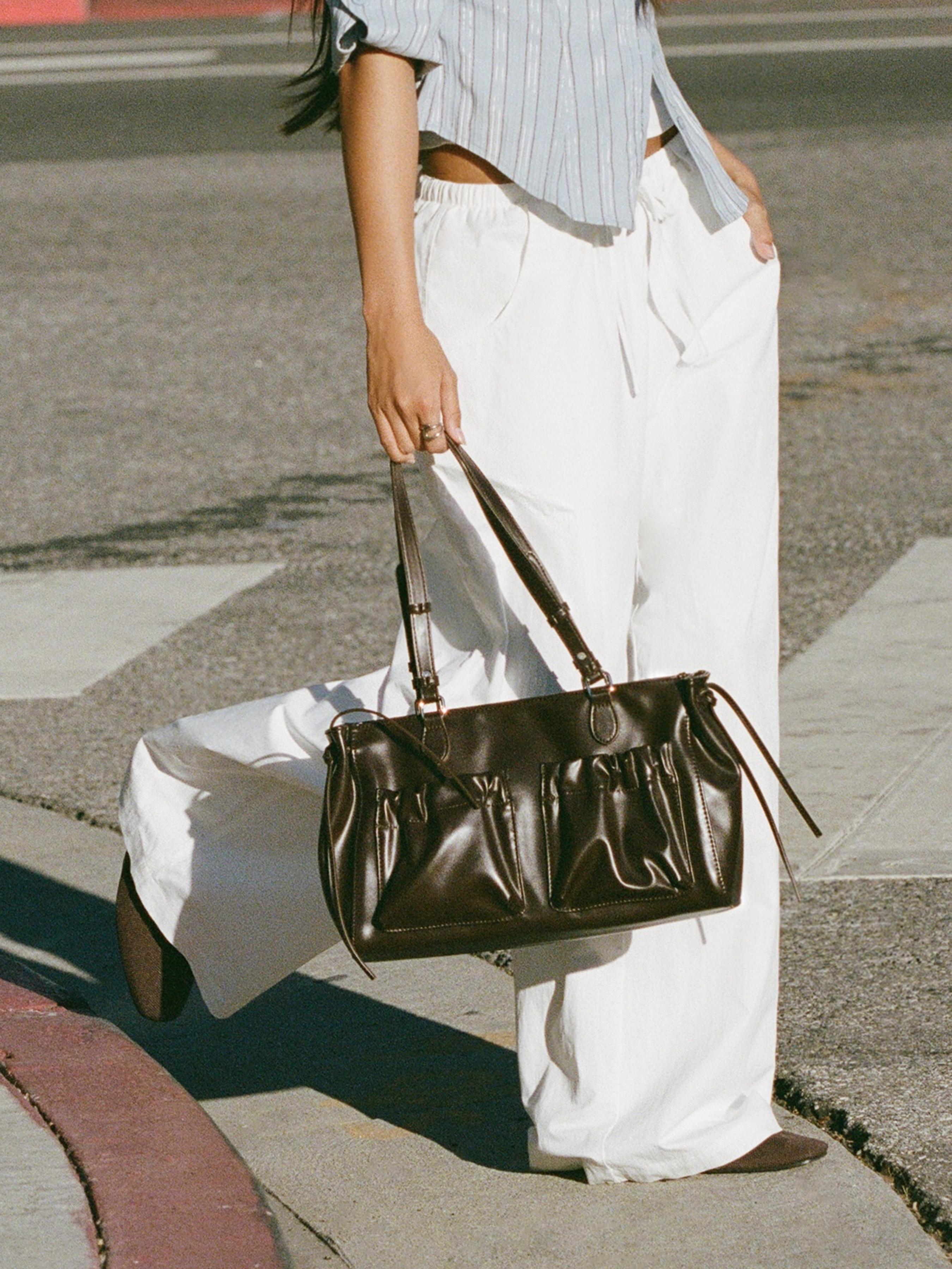 Cotton-blend Mid Rise Drawstring Straight Leg Trousers by CIDER