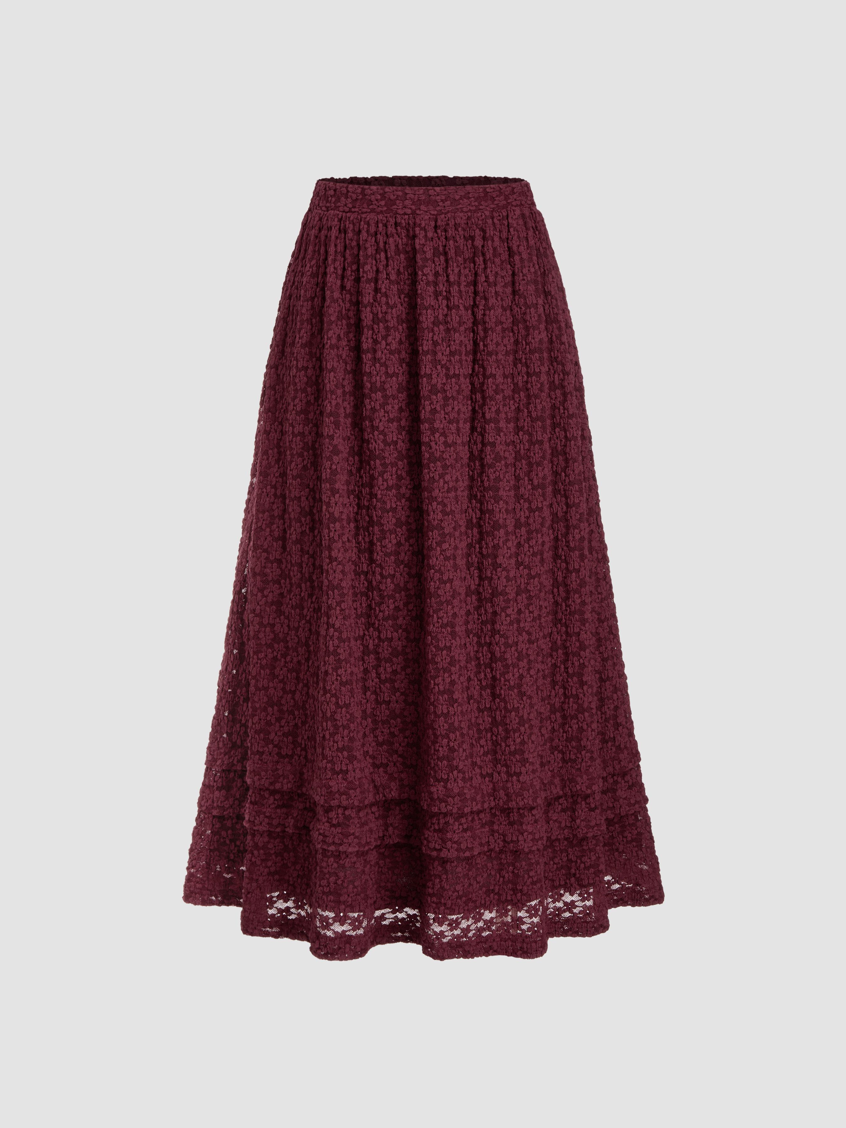 Cotton-blend Mid Rise Layered Maxi Skirt by CIDER