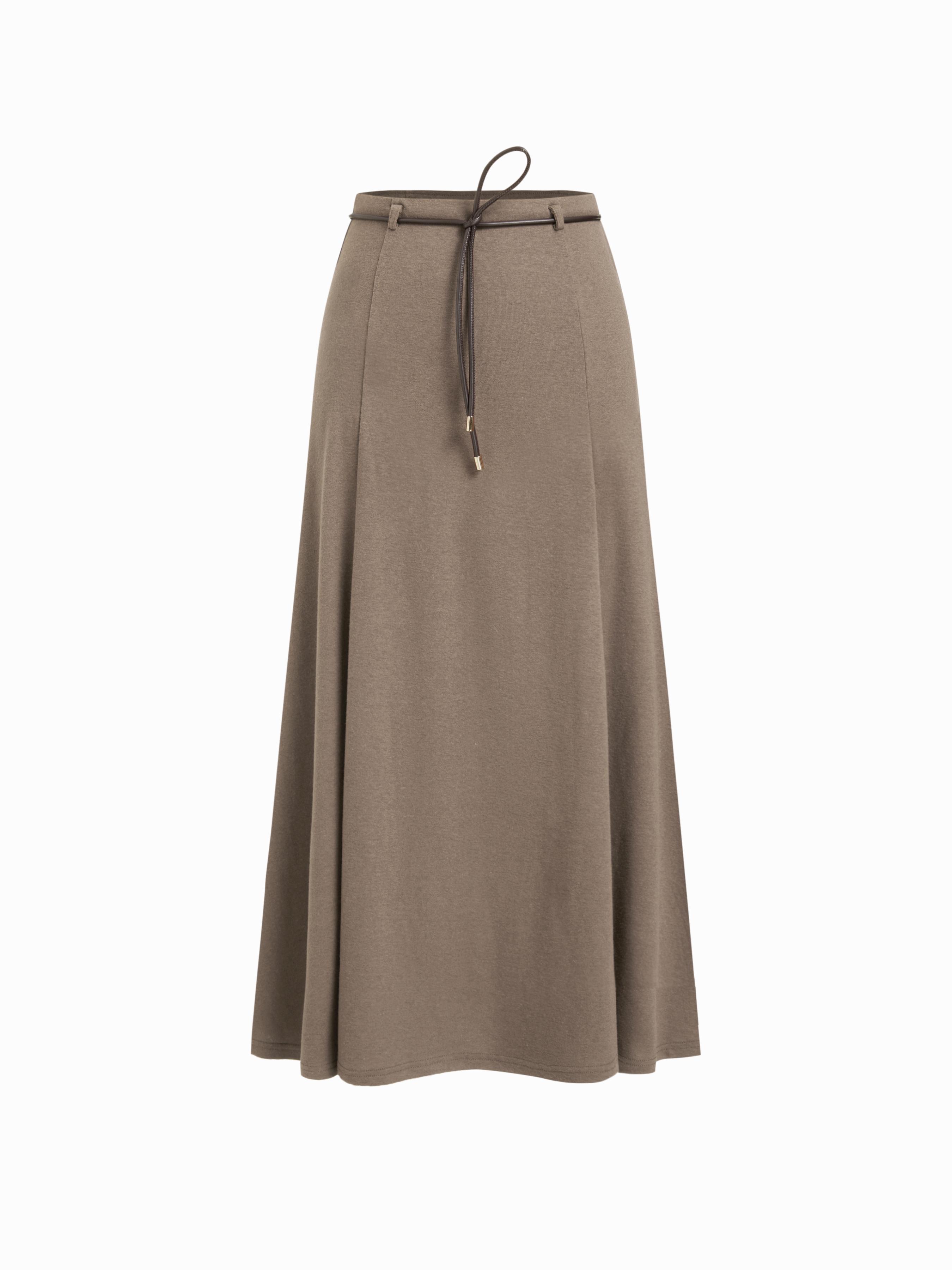 Cotton-blend Mid Rise Ruffle Maxi Skirt With Belt by CIDER