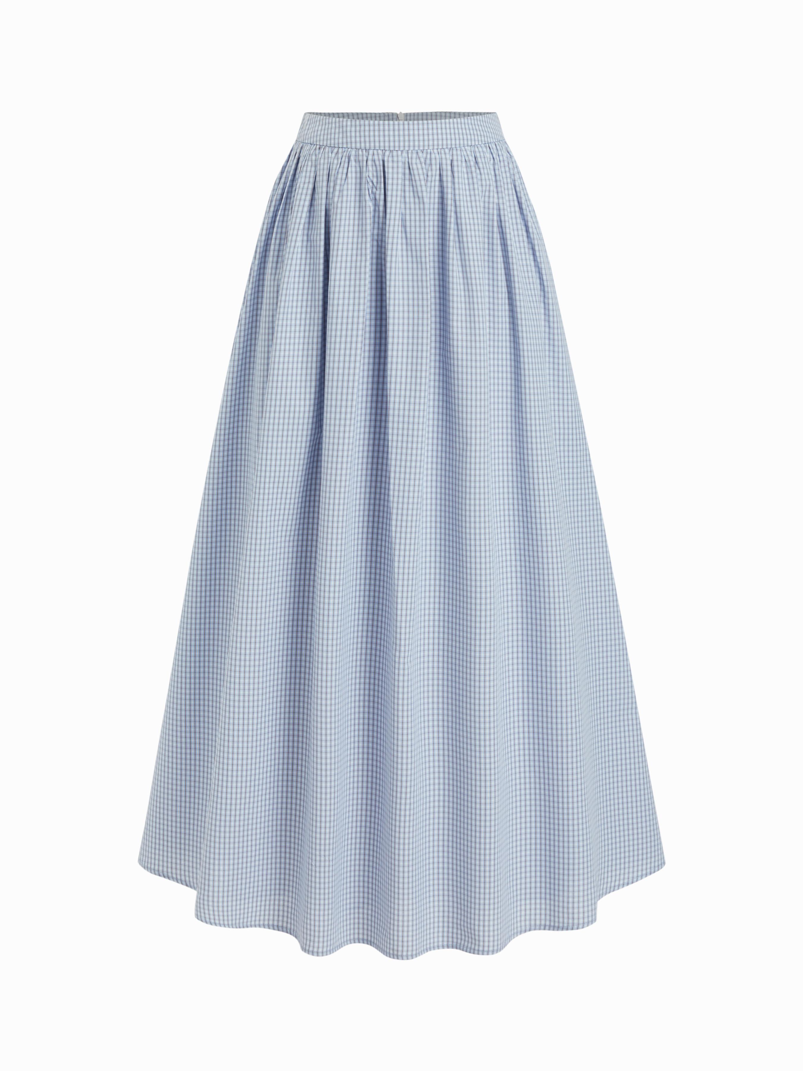 Cotton-blend Mid Rise Solid Ruffle Maxi Skirt by CIDER