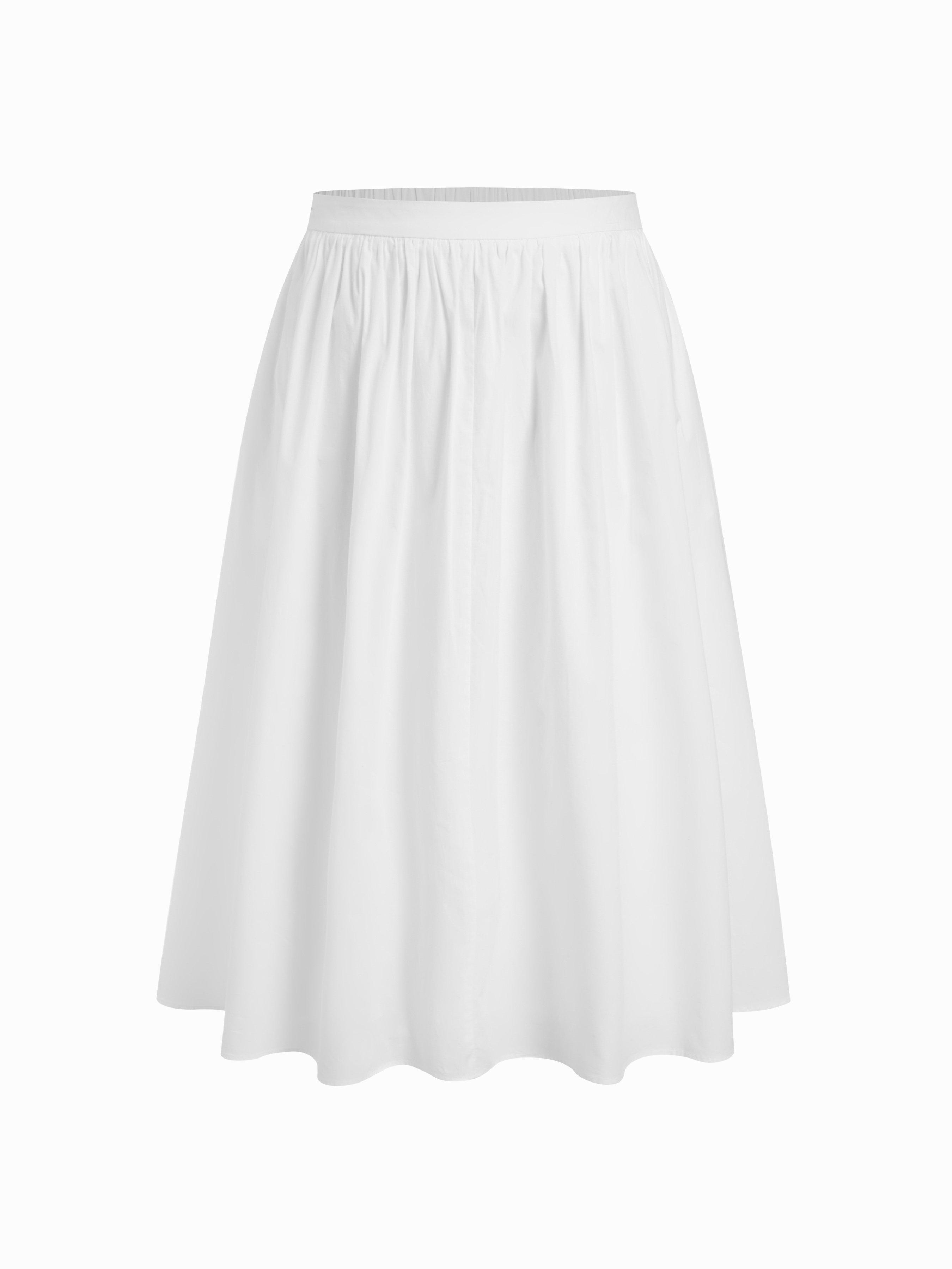 Cotton-blend Mid Rise Solid Ruffle Maxi Skirt Curve & Plus by CIDER
