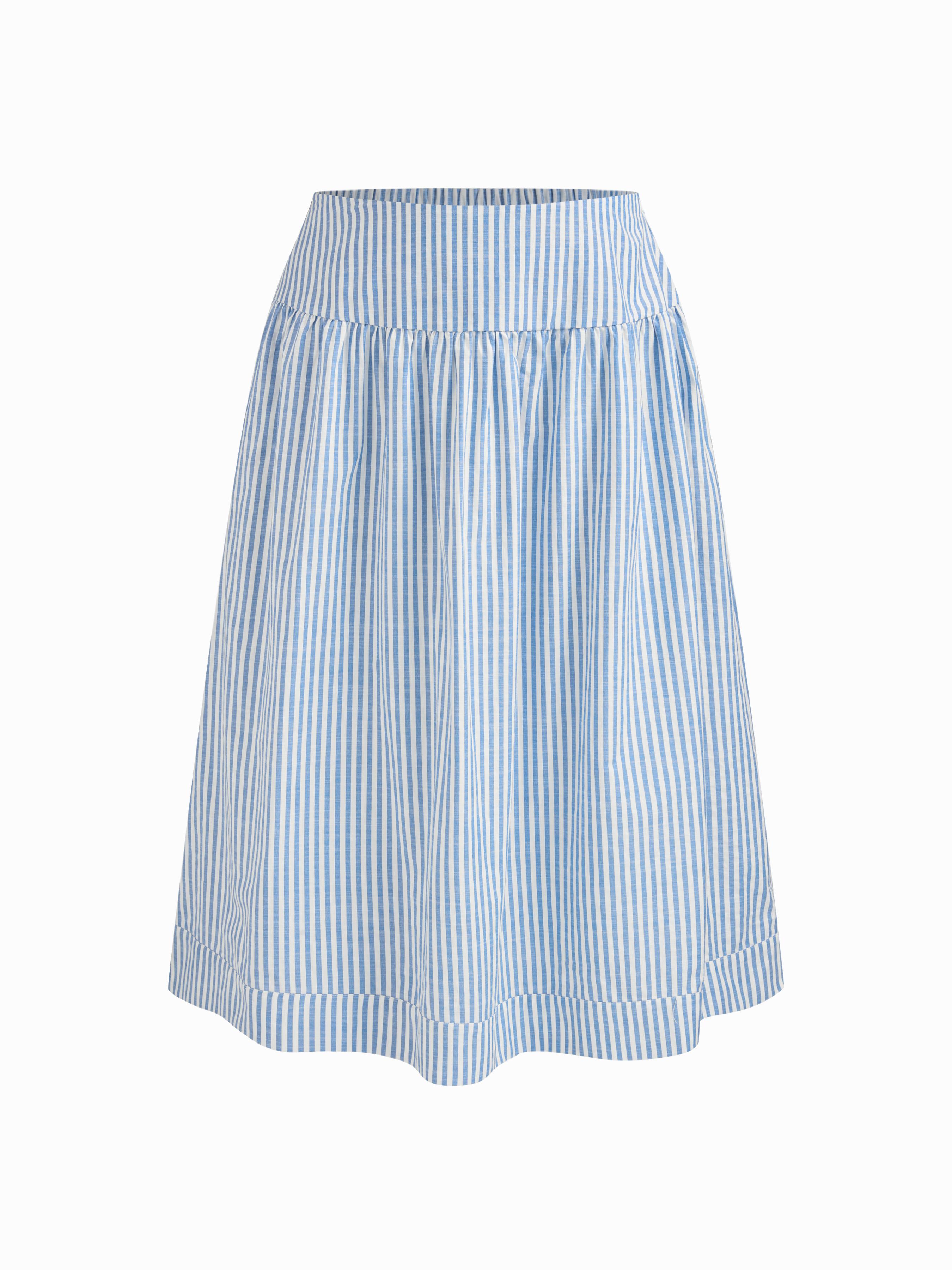 Cotton-blend Mid Rise Striped Flared Maxi Skirt Curve & Plus by CIDER