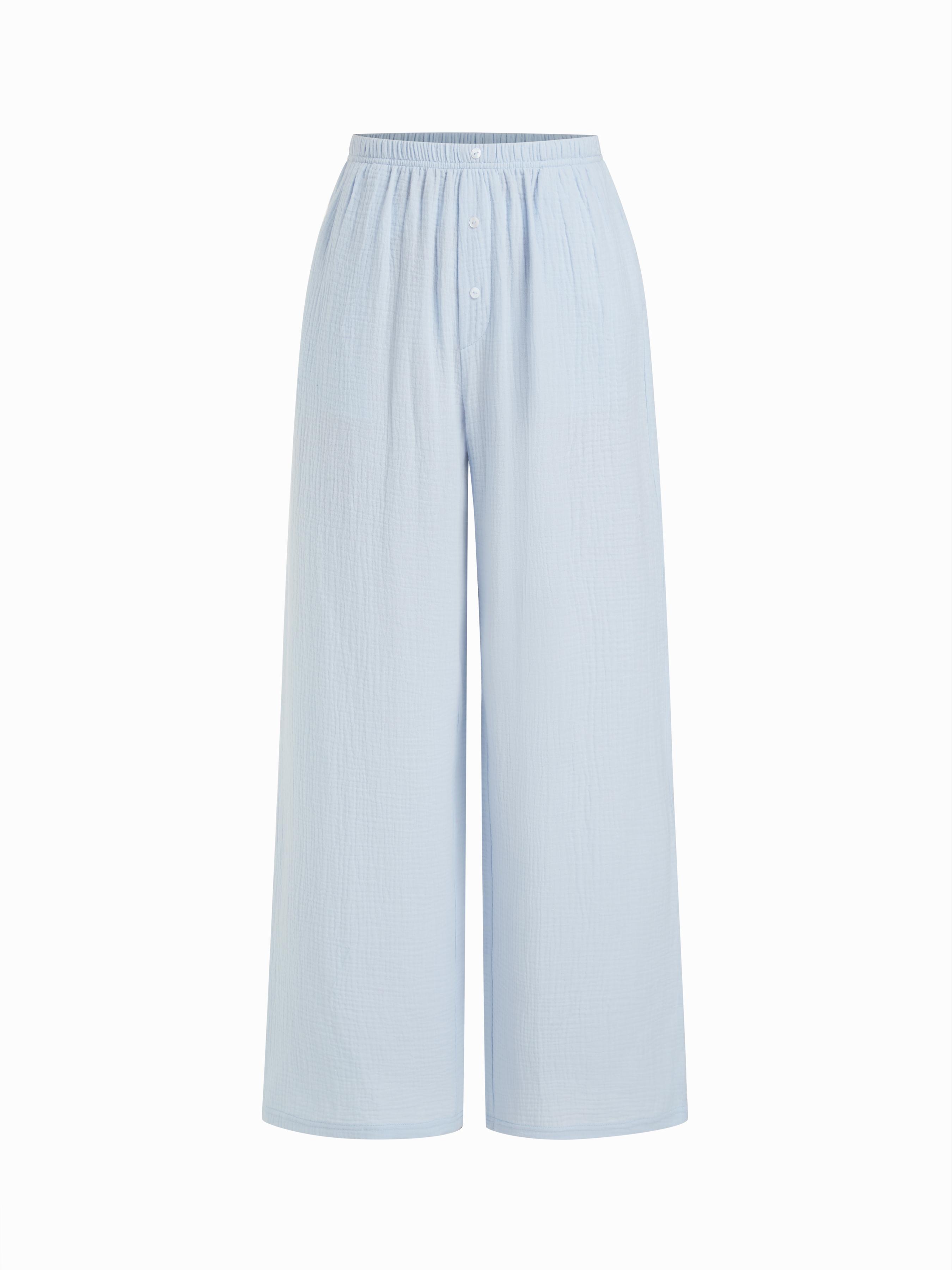 Cotton-blend Mid Rise Wide Leg Lounge Trousers by CIDER