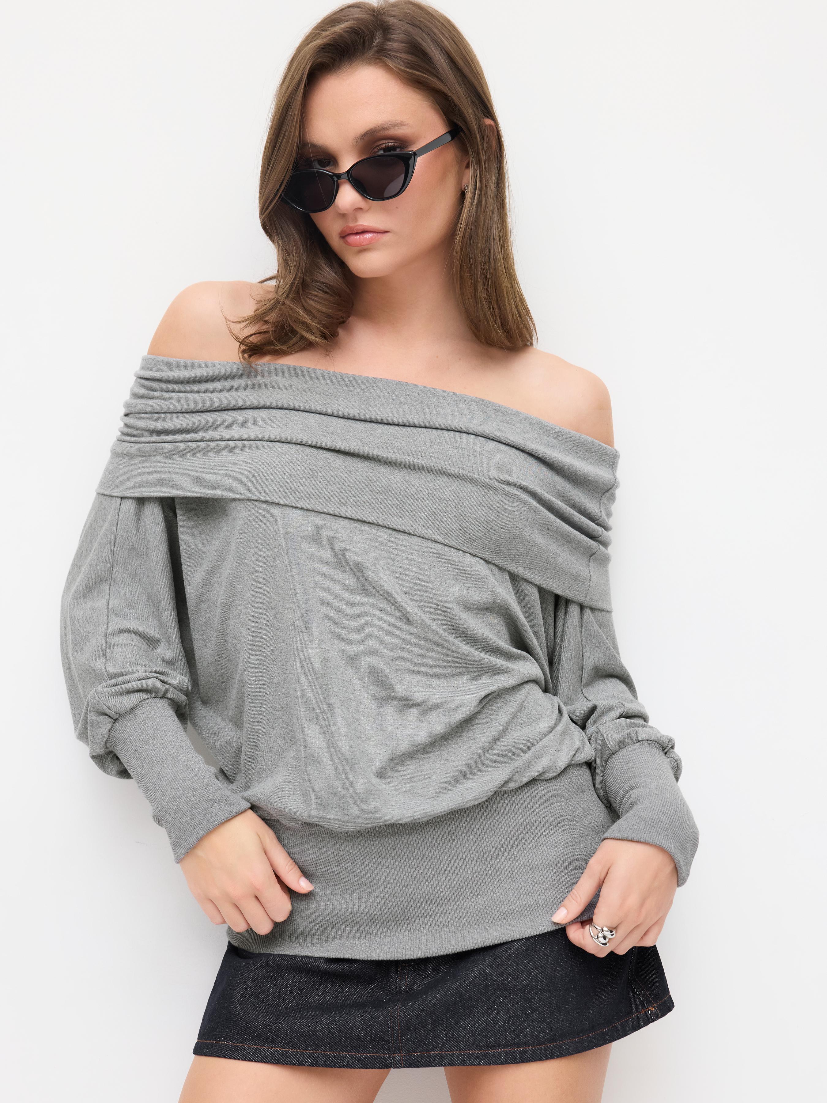 Cotton-blend Off-shoulder Ruched Puff Sleeve Top by CIDER