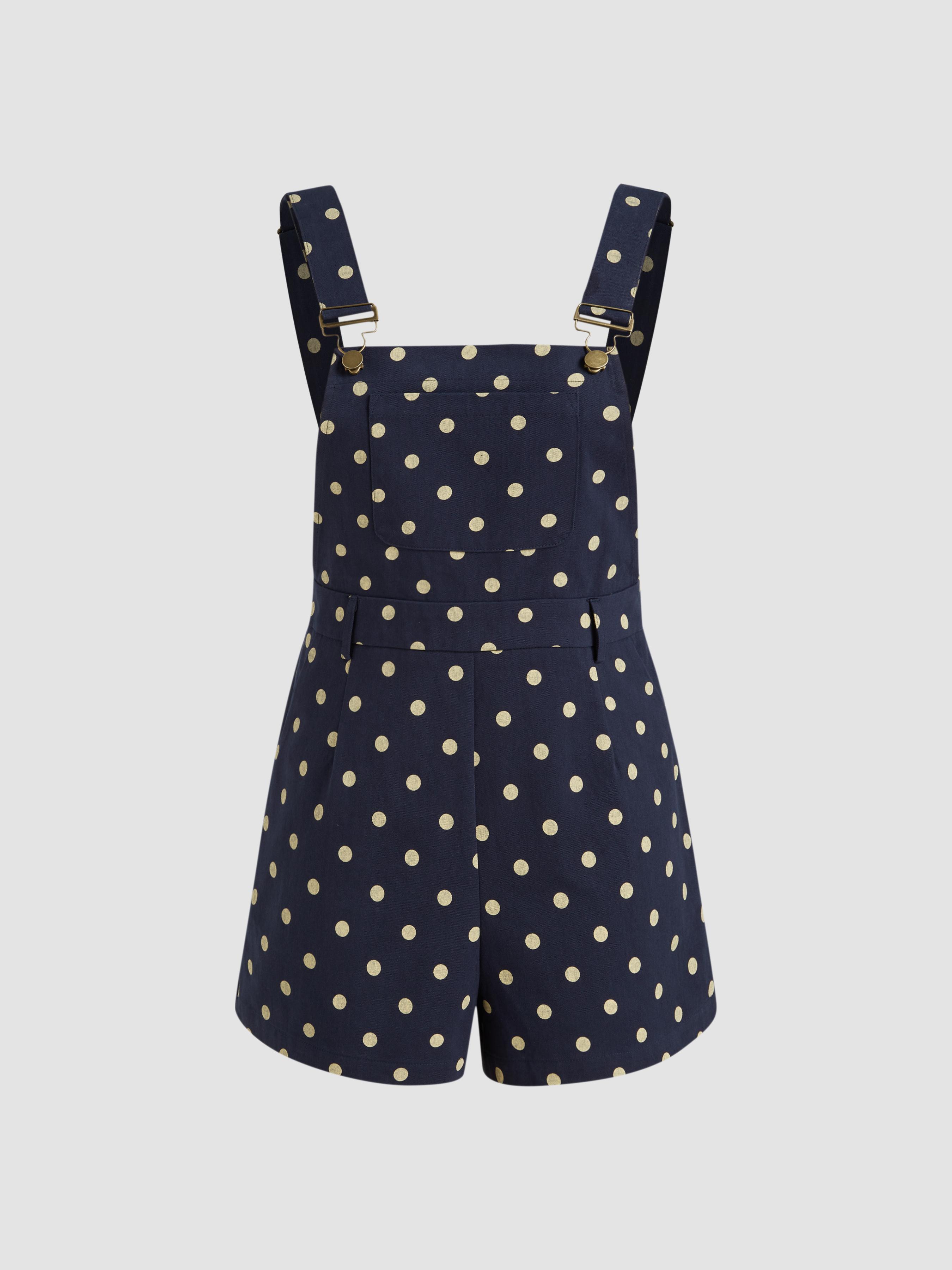 Cotton-blend Polka Dot Buckle Up Romper by CIDER