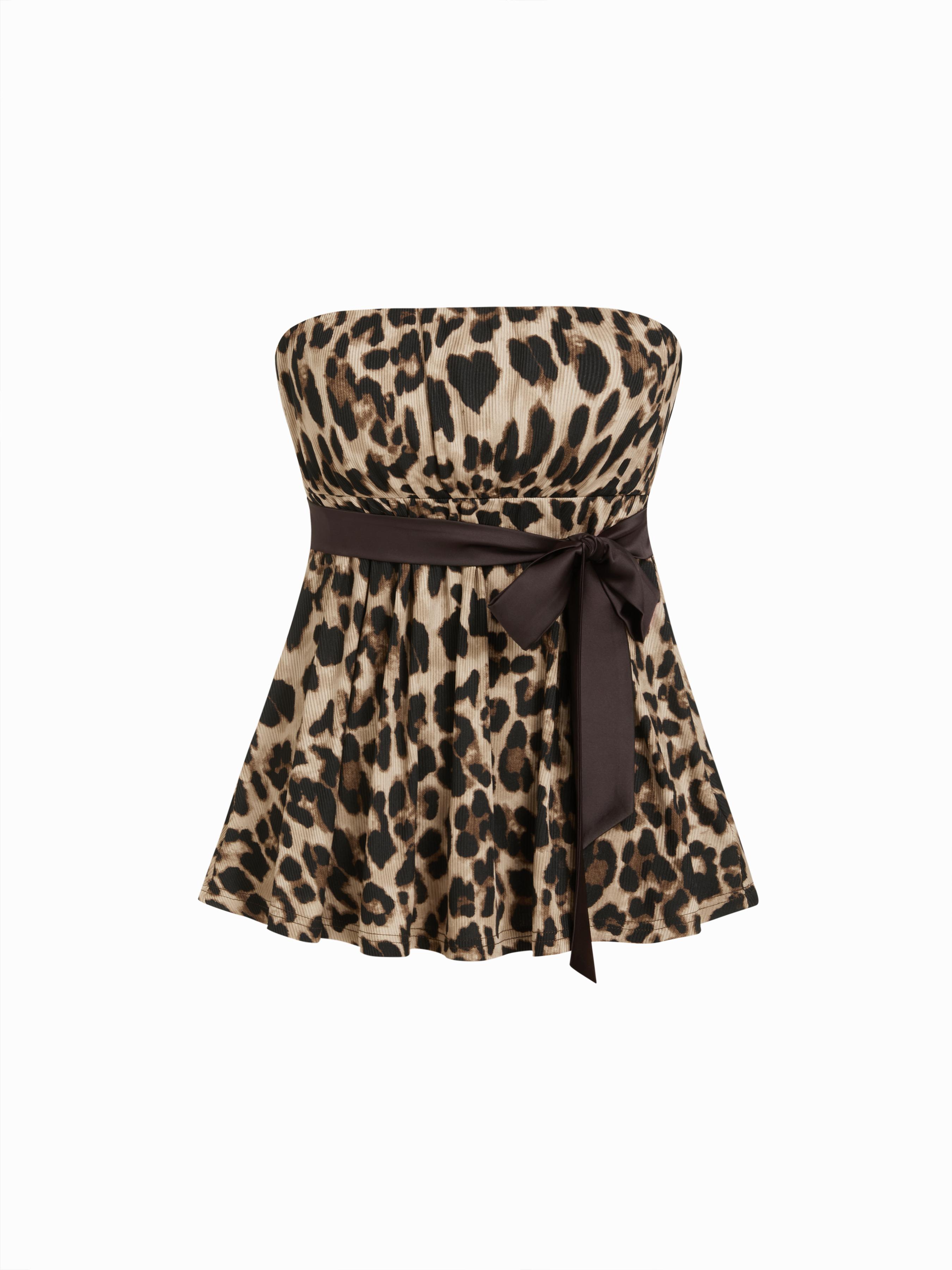Cotton-blend Polka Dot Satin Bow Belt Bandeau Top by CIDER