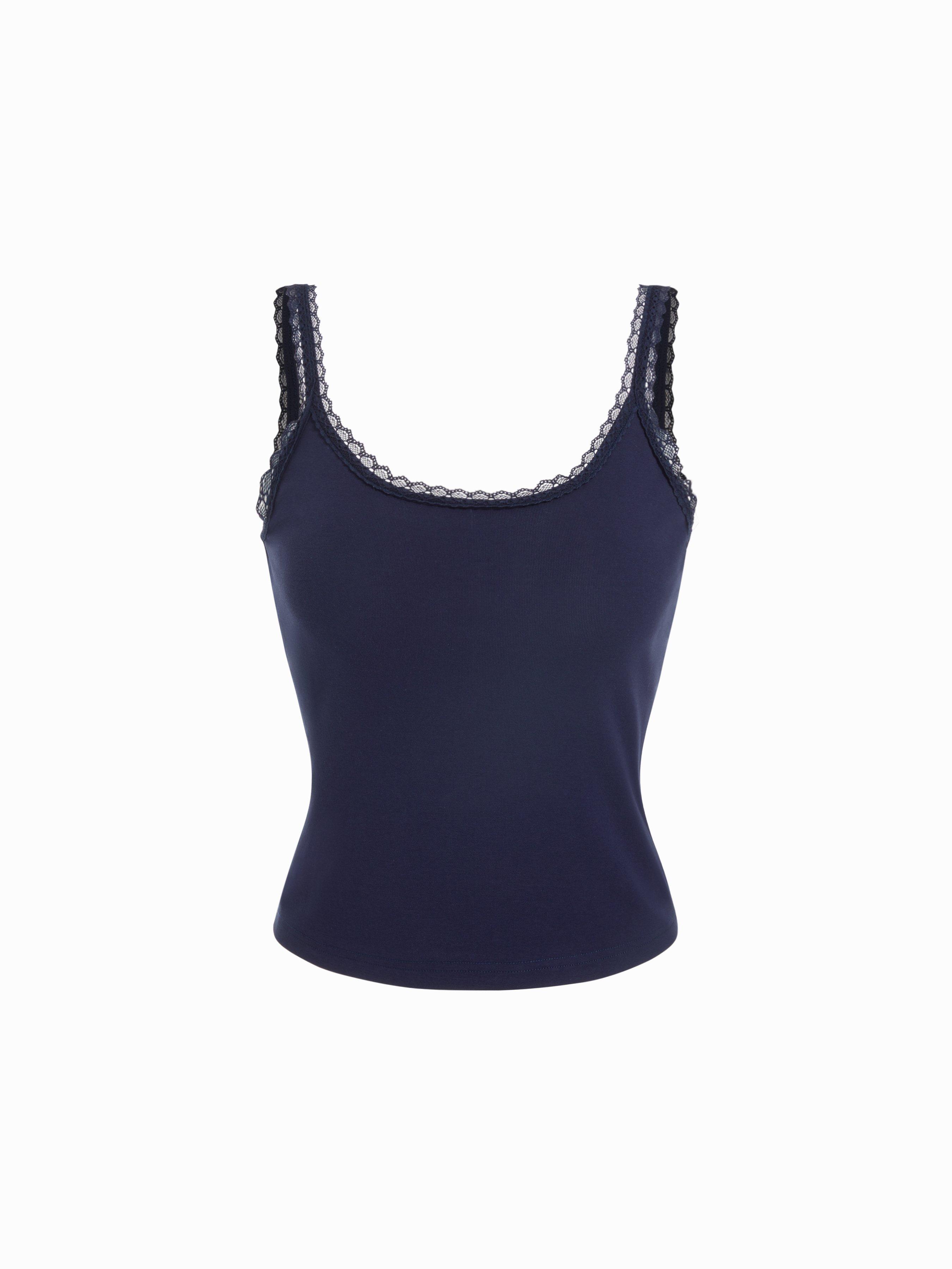 Cotton-blend Polka Dot Scoop Neckline Lace Trim Cami Top by CIDER