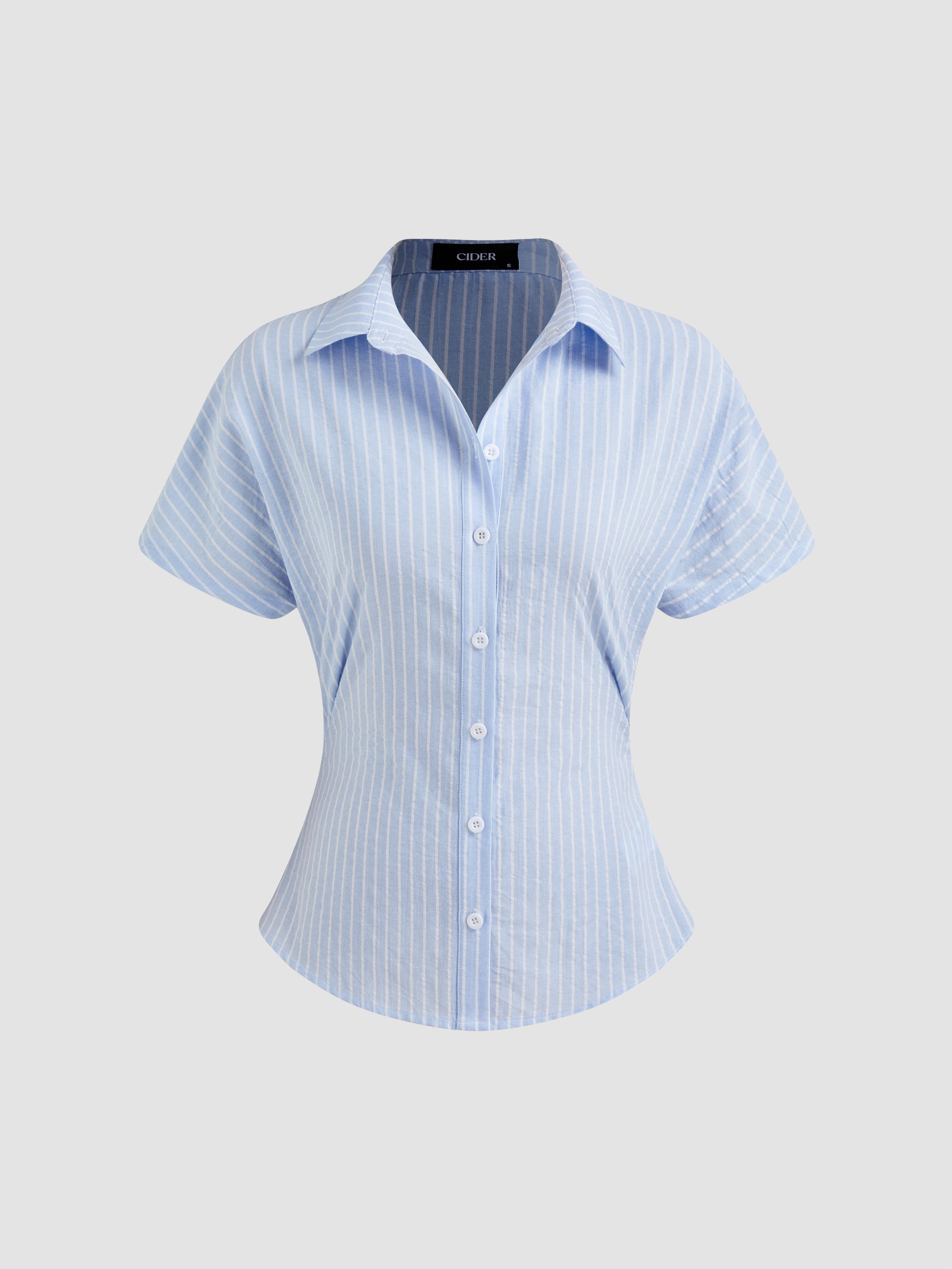 Cotton-blend Polo Striped Short Sleeve Shirt by CIDER