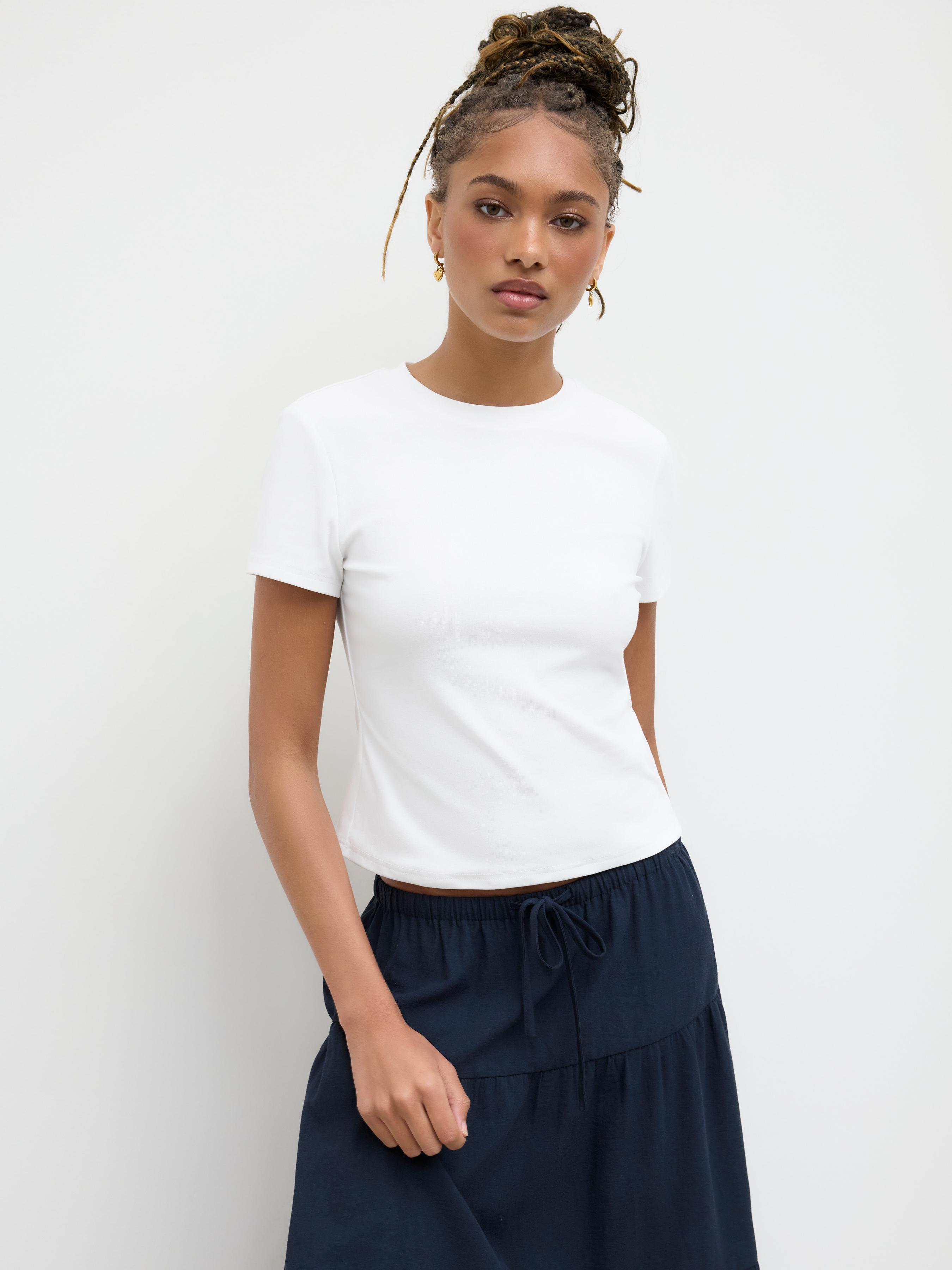 Cotton-blend Round Neckline Baby Tee by CIDER