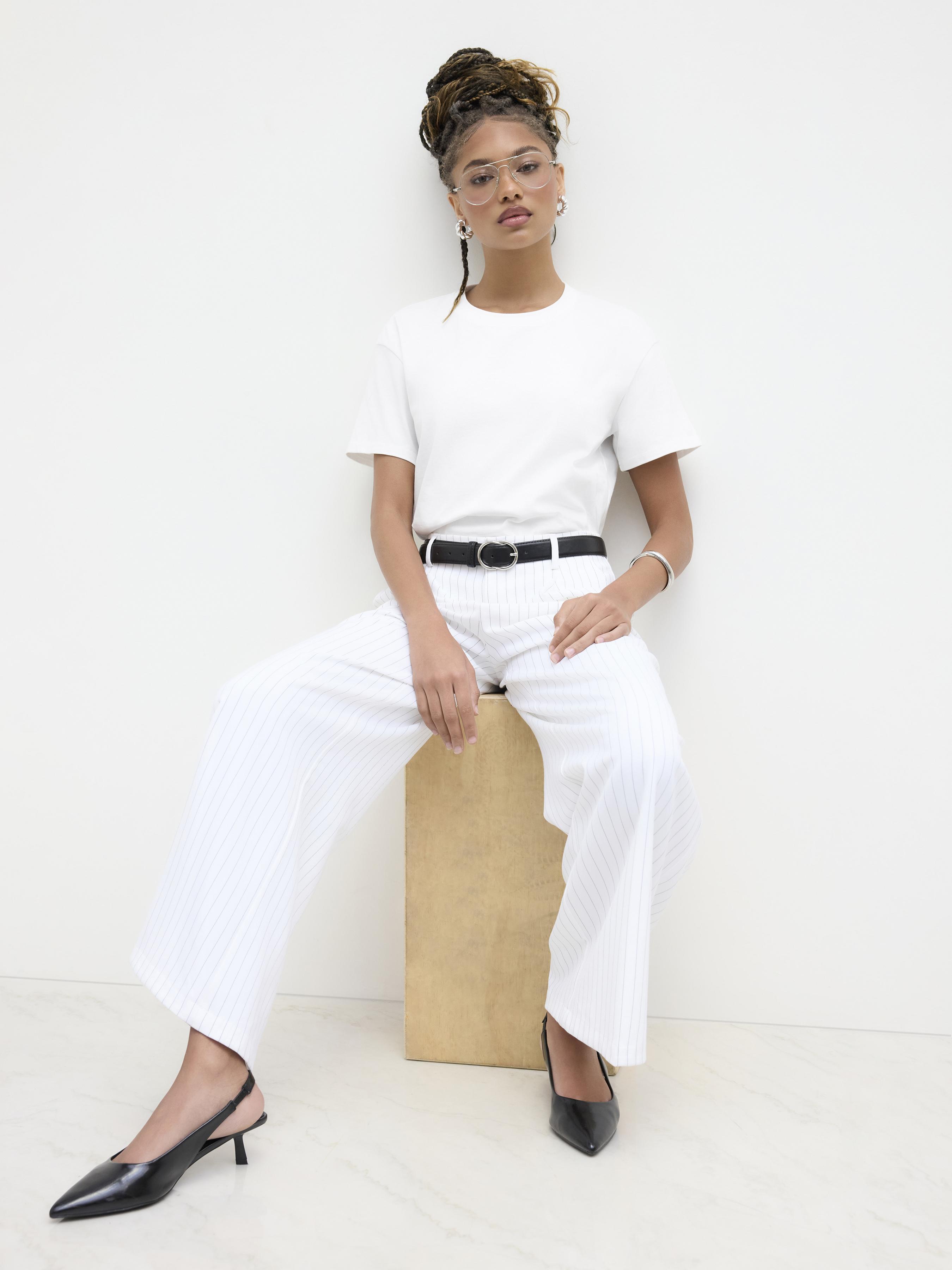 Cotton-blend Round Neckline Easy Tee by CIDER