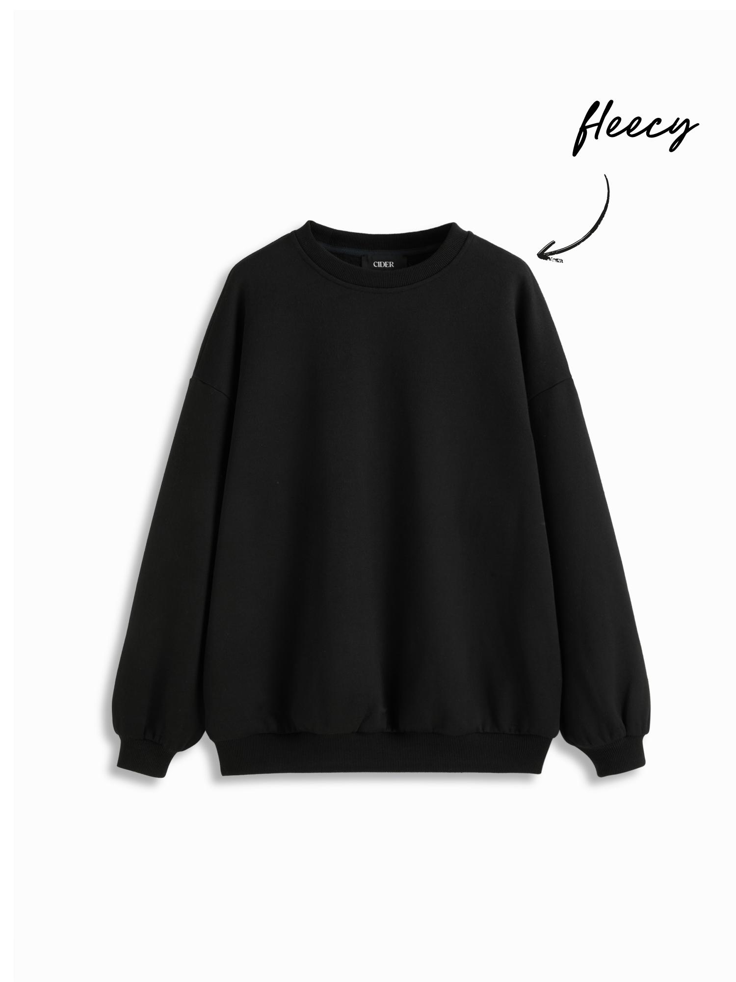 Cotton-blend Round Neckline Long Sleeve Oversized Sweatshirt With Fleece Lined by CIDER