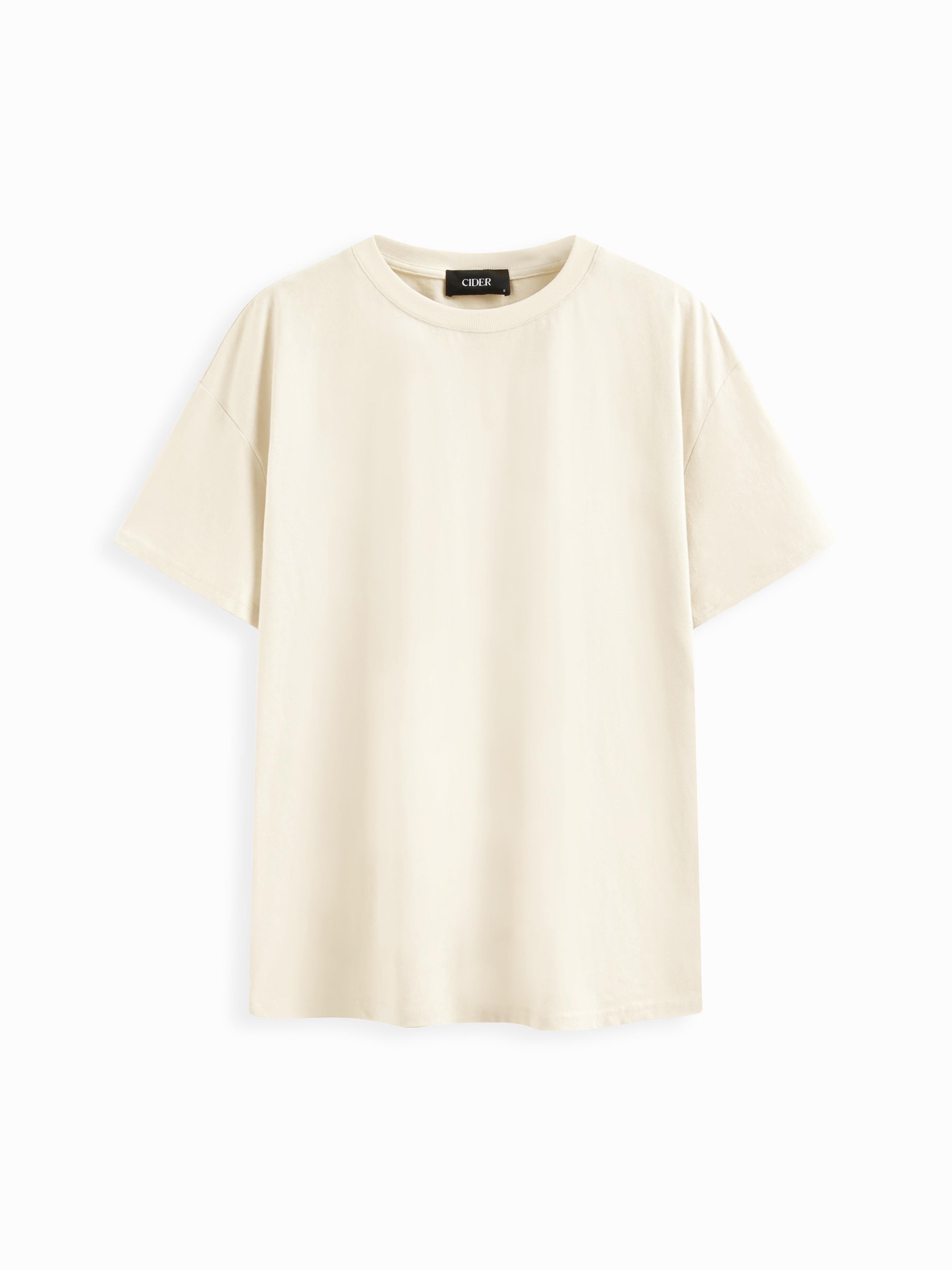 Cotton-blend Round Neckline Short Sleeve Oversized Longline Tee by CIDER