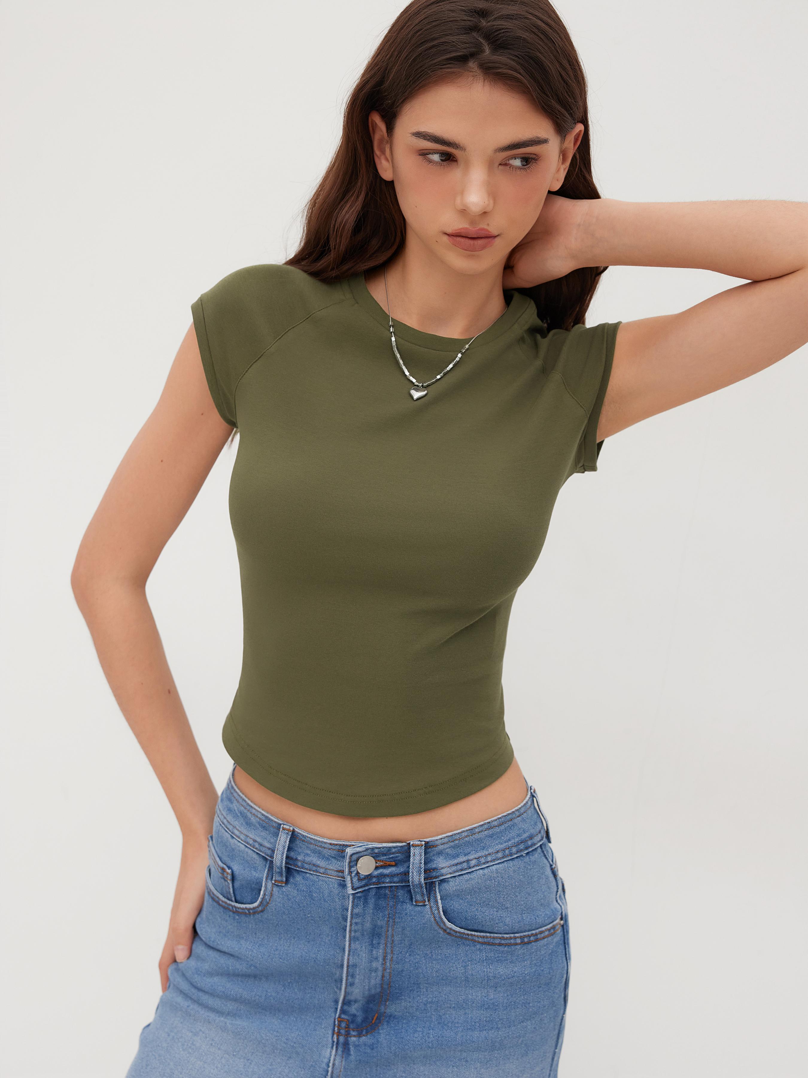 Cotton-blend Round Neckline Short Sleeve Tee by CIDER