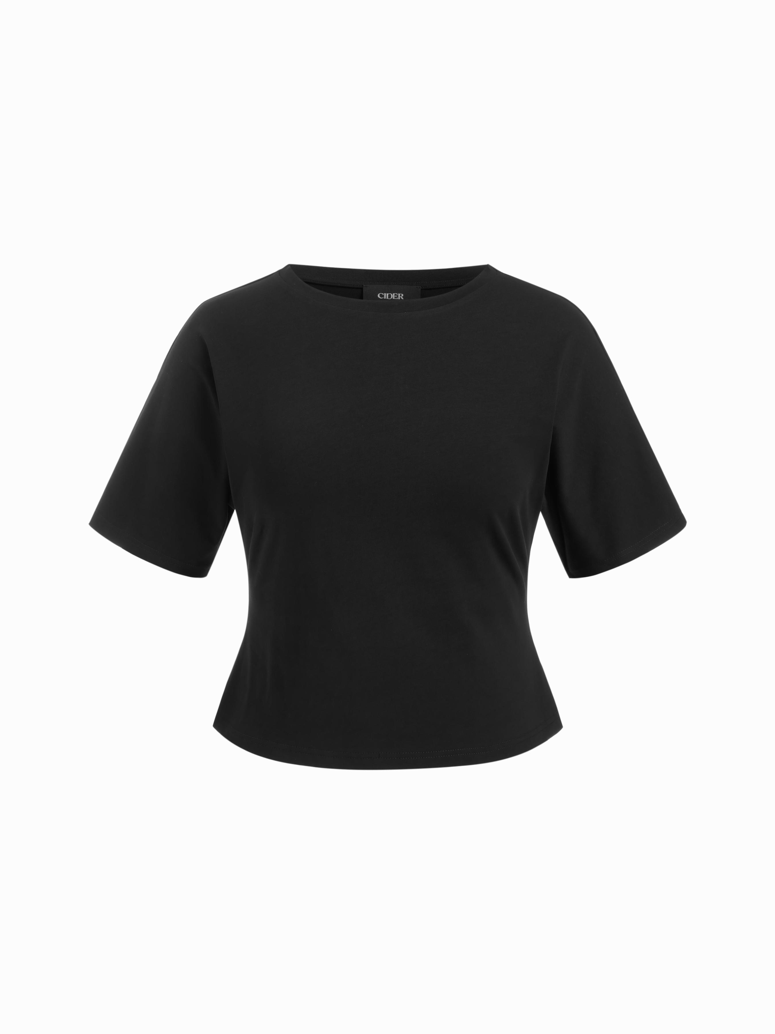 Cotton-blend Round Neckline Tee Curve & Plus by CIDER