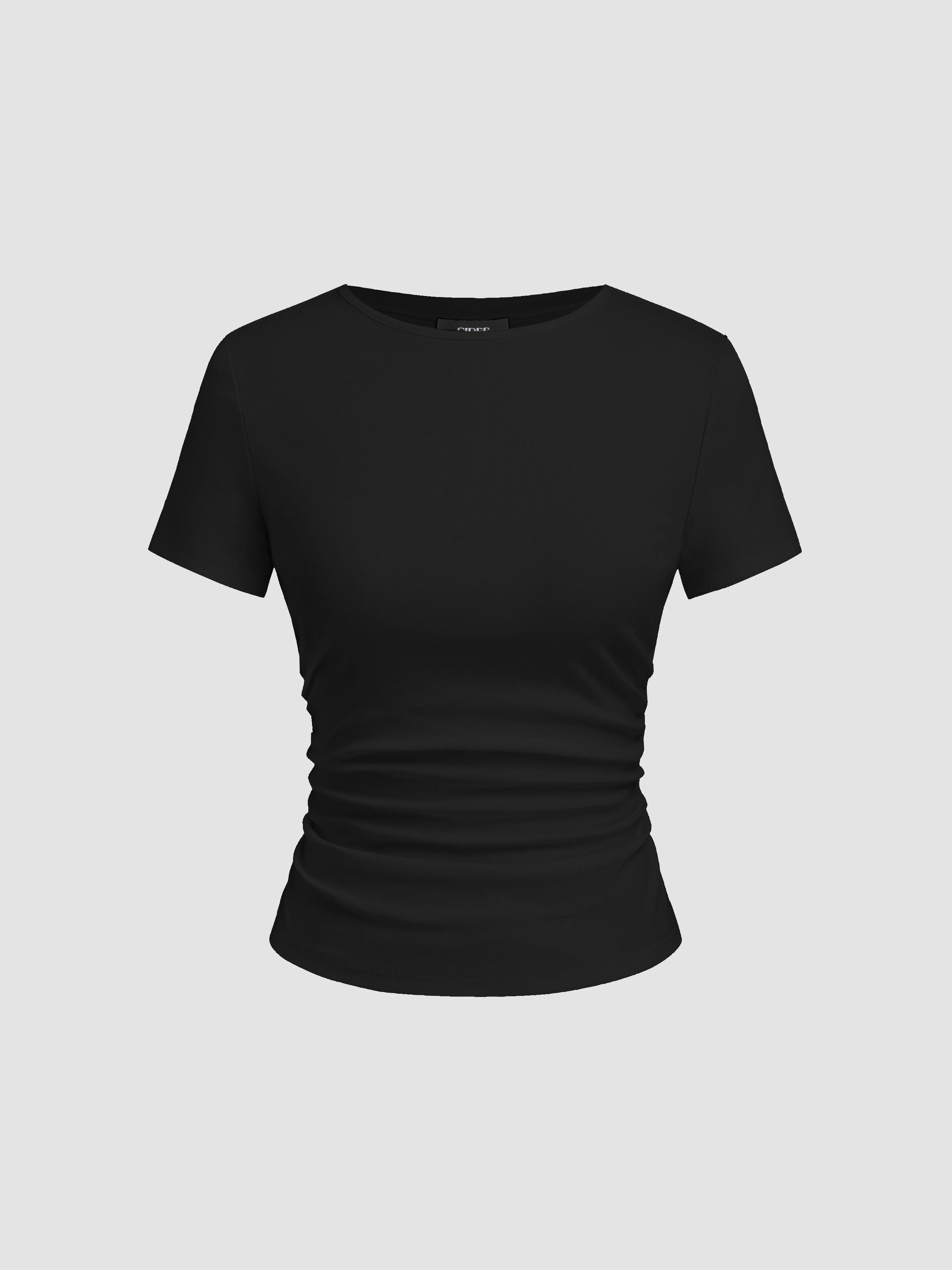 Cotton-blend Ruched Baby Tee by CIDER