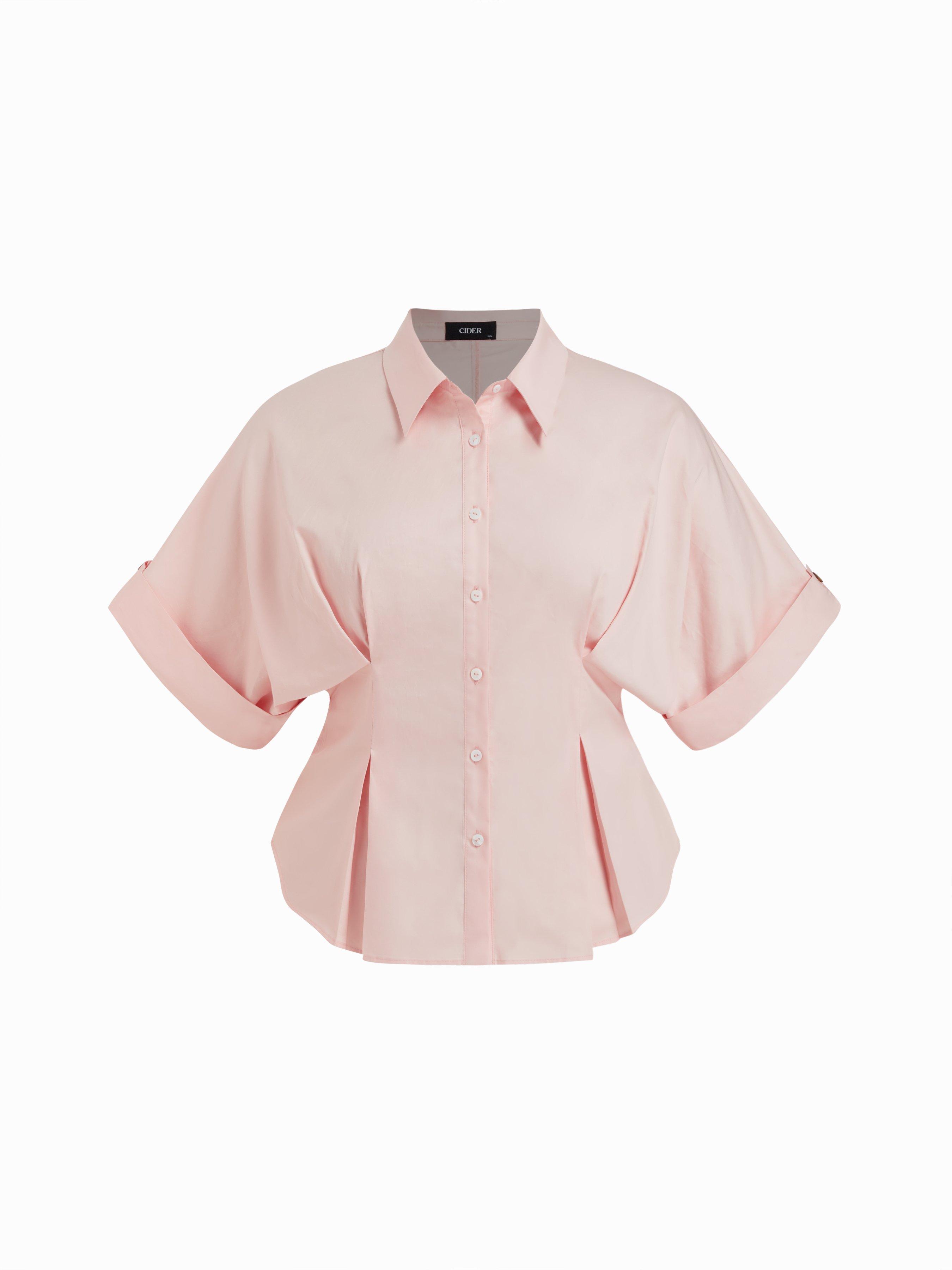 Cotton-blend Ruched Batwing Sleeve Blouse Curve & Plus by CIDER