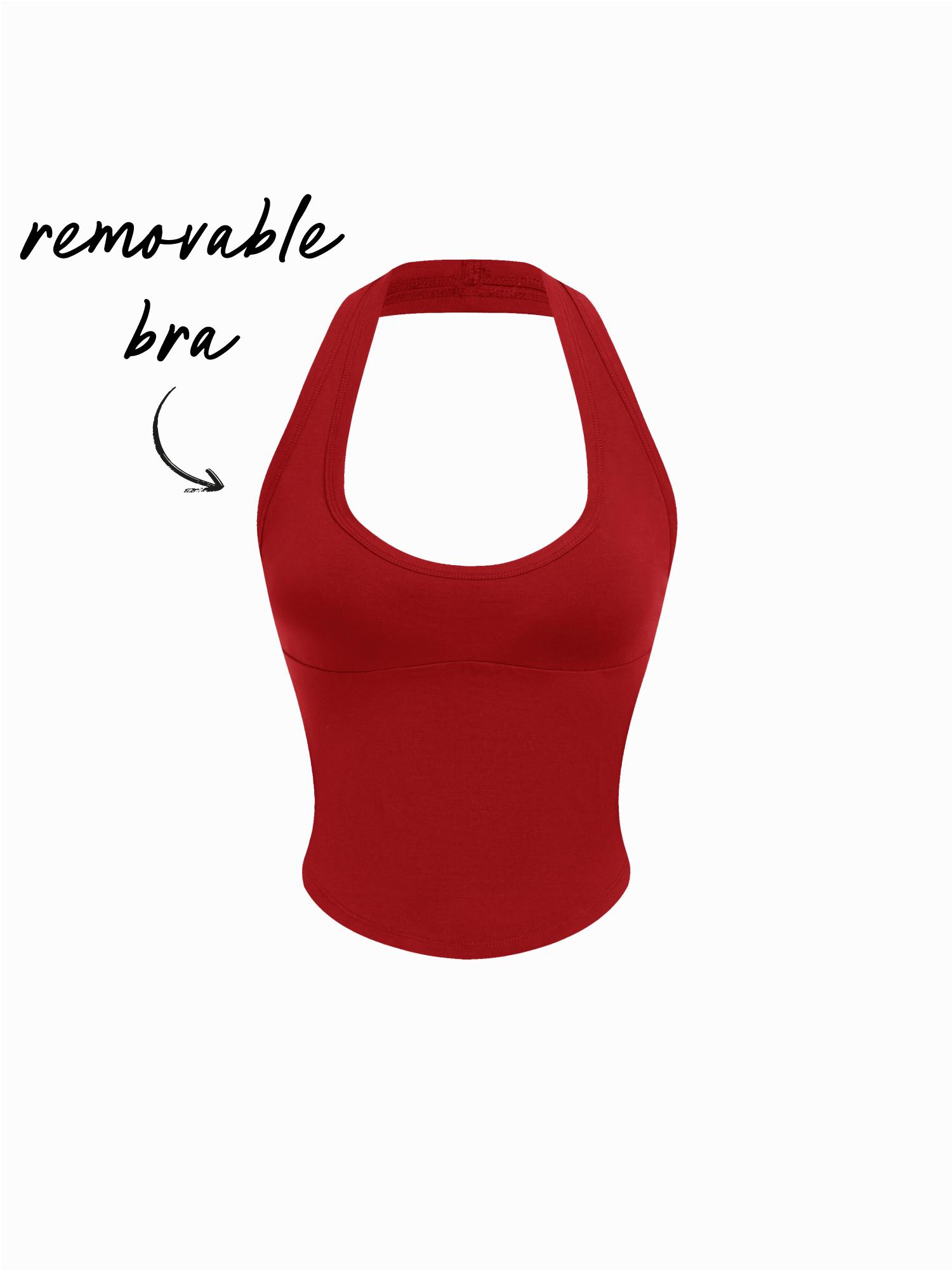 Cotton-blend Scoop Neck Halter Crop Top by CIDER