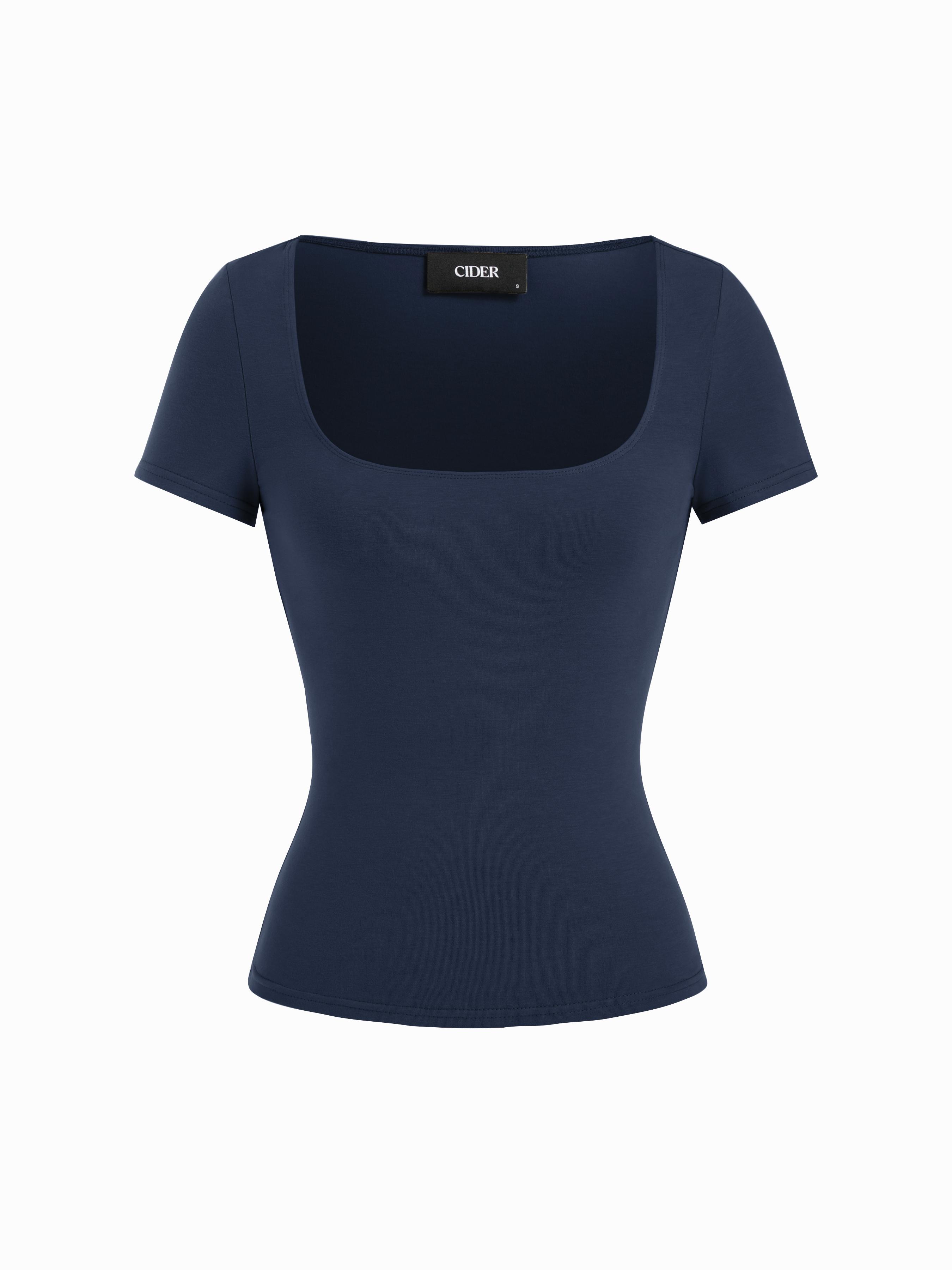 Cotton-blend Scoop Neckline Short Sleeve Tee by CIDER