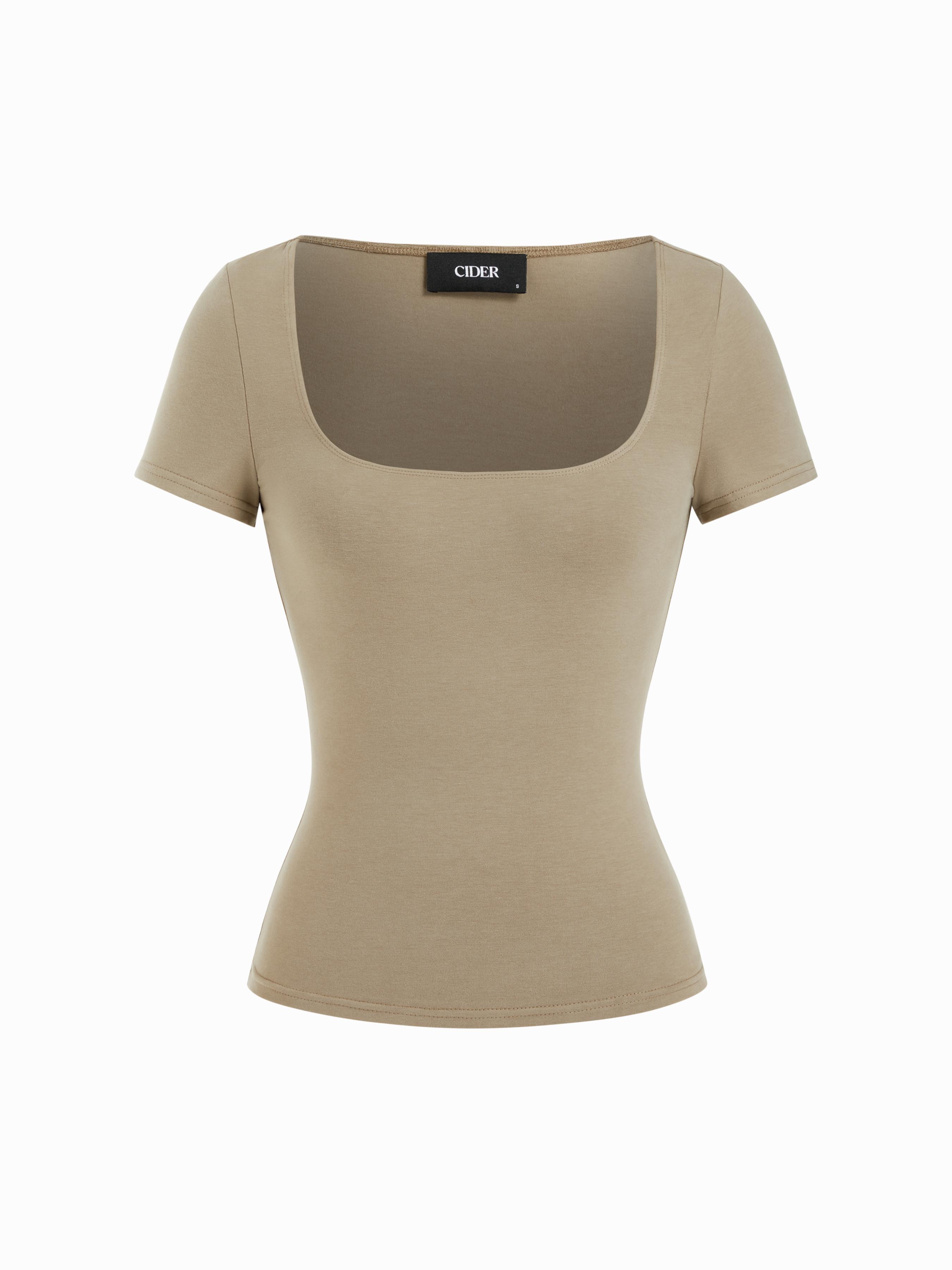 Cotton-blend Scoop Neckline Short Sleeve Tee by CIDER
