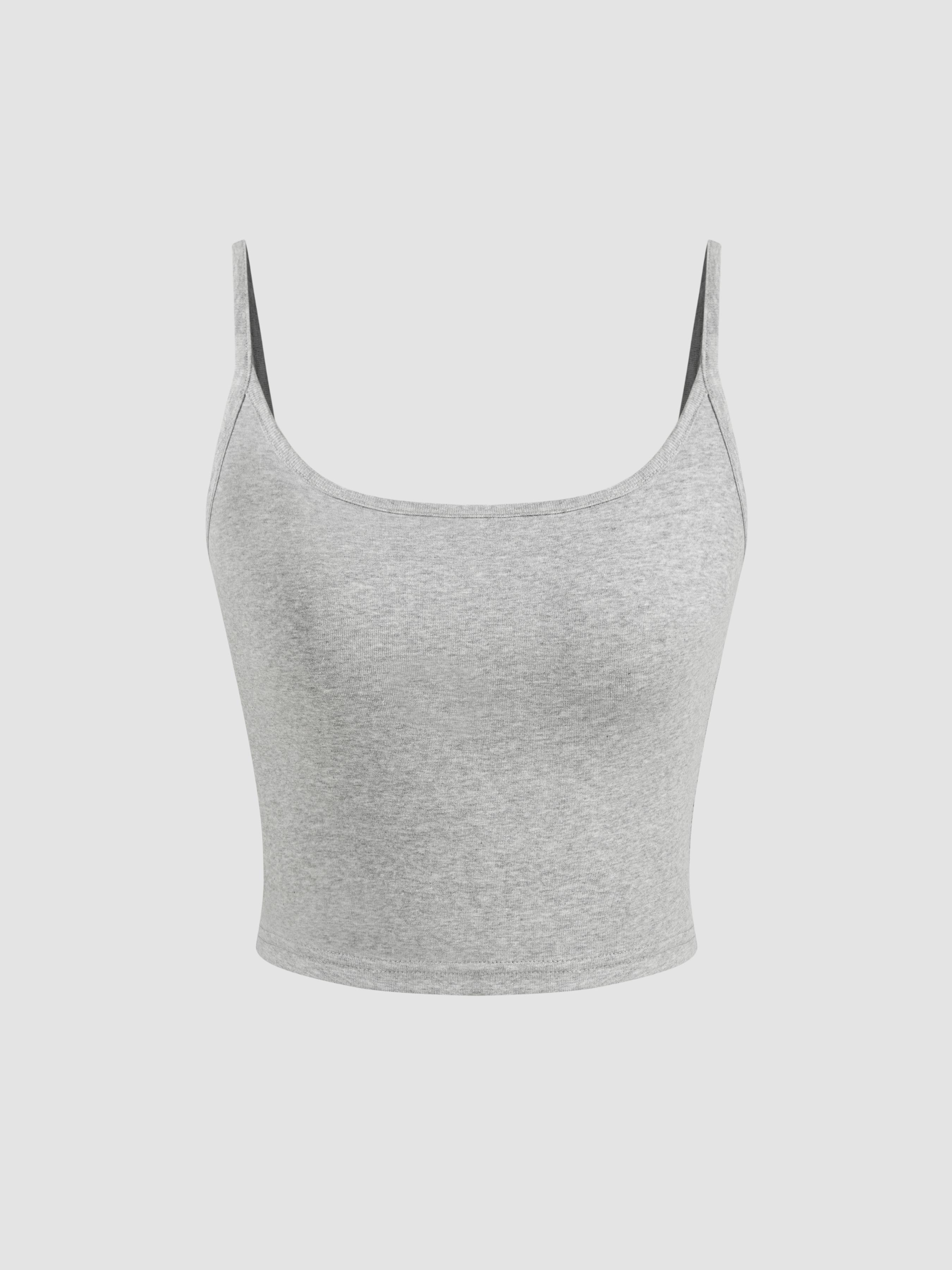 Cotton-blend Scoop Neckline Solid Adjustable Strap Cami Top by CIDER