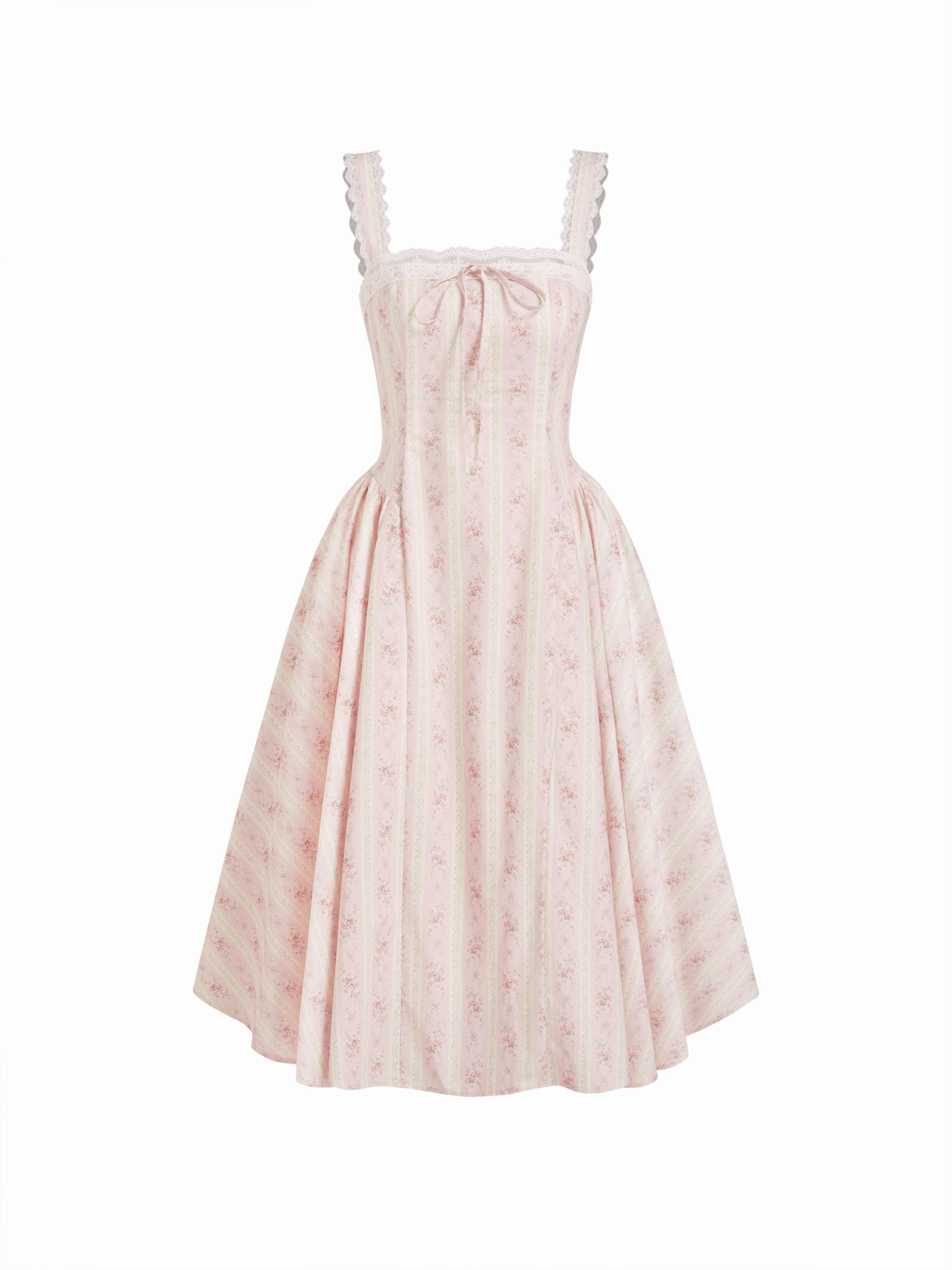 Cotton-blend Sculptural Sweetheart Ditsy Floral Lace Up Ruffled Maxi Dress by CIDER