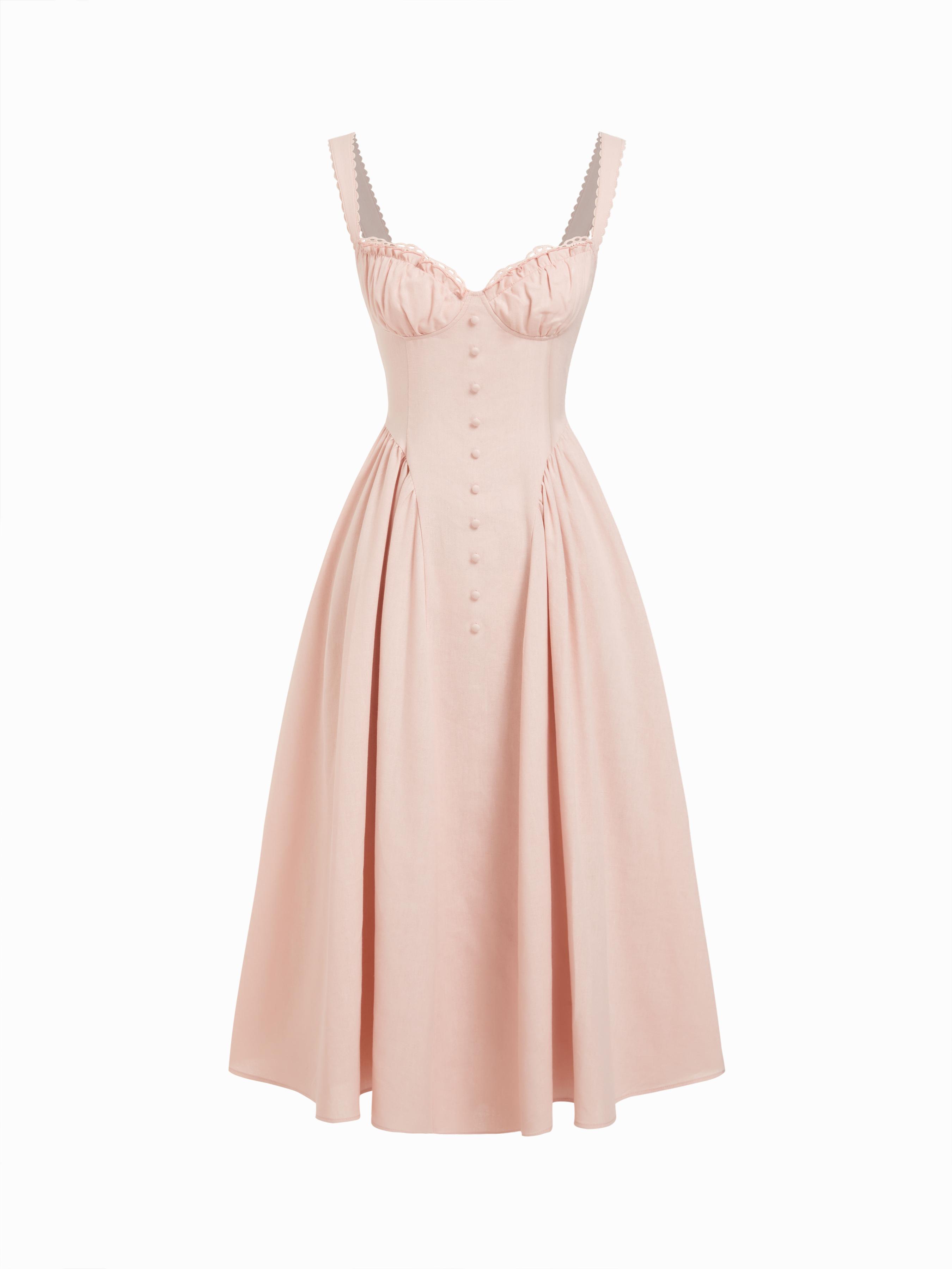 Cotton-blend Sculptural U-neckline Ruffled Lace Up Flared Maxi Dress by  CIDER | jellibeans