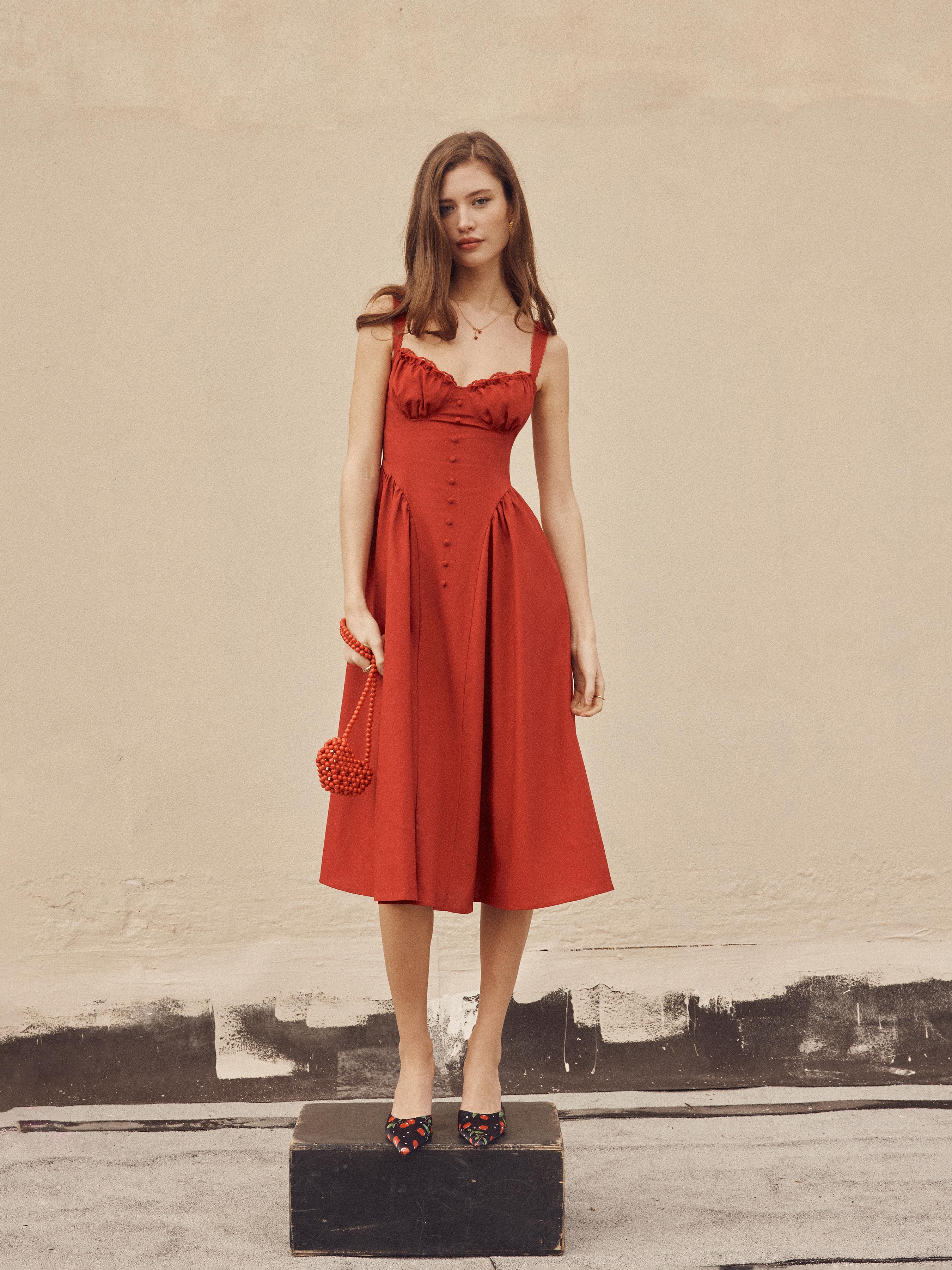 Cotton-blend Sculptural U-neckline Ruffled Lace Up Flared Maxi Dress by CIDER
