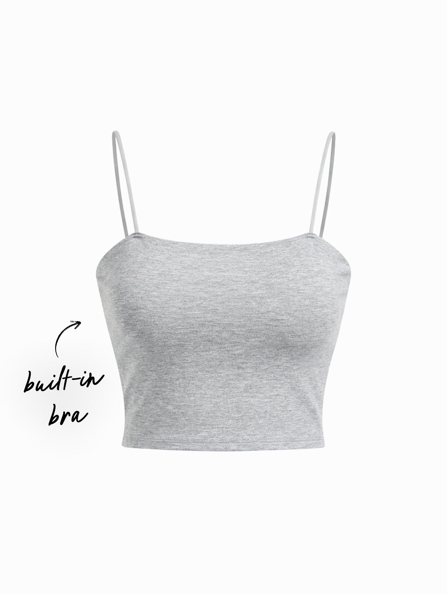 Cotton-blend Square Neck Thin Strap Crop Top by CIDER