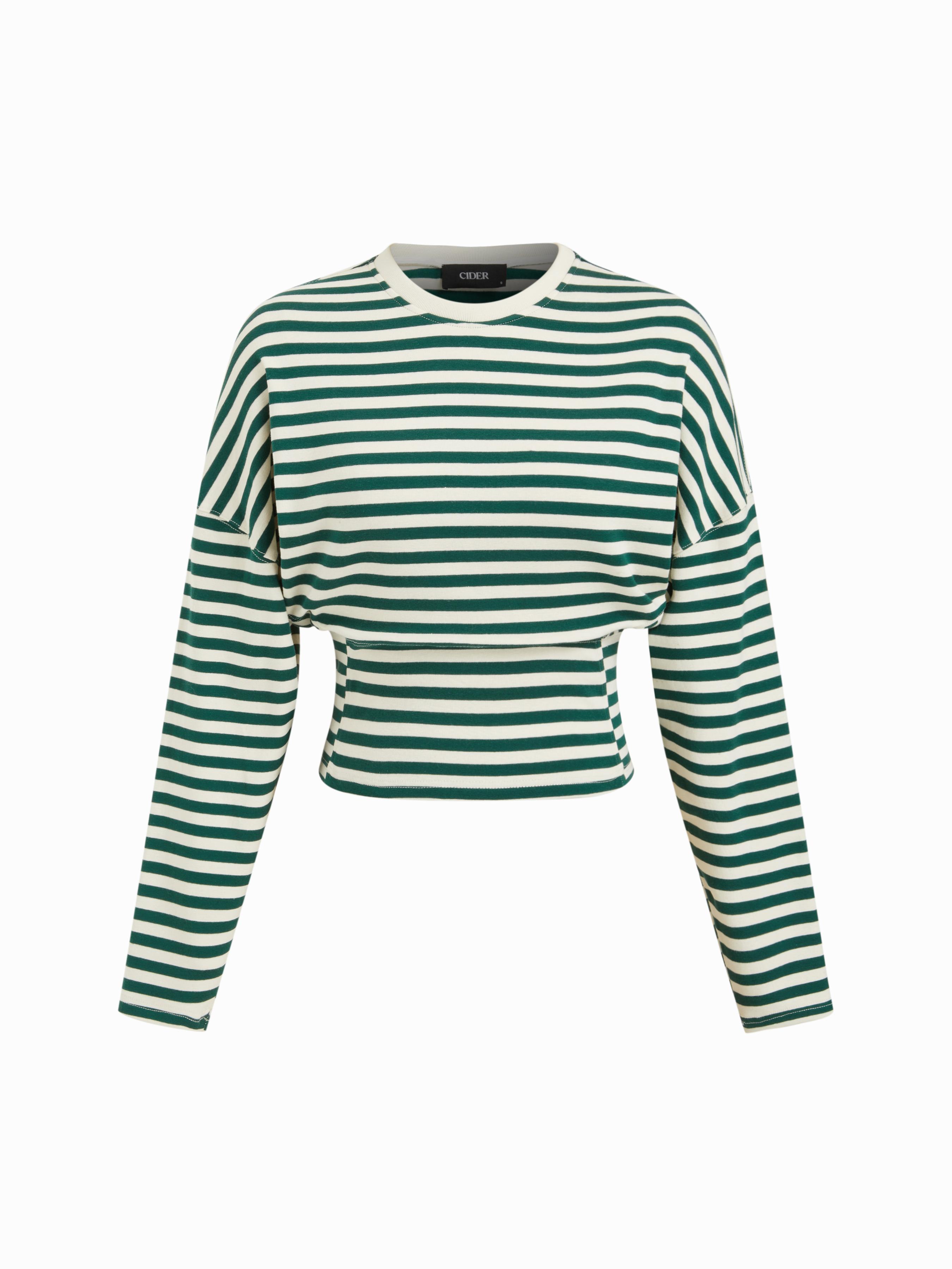 Cotton-blend Striped Cinched Waist Top by CIDER