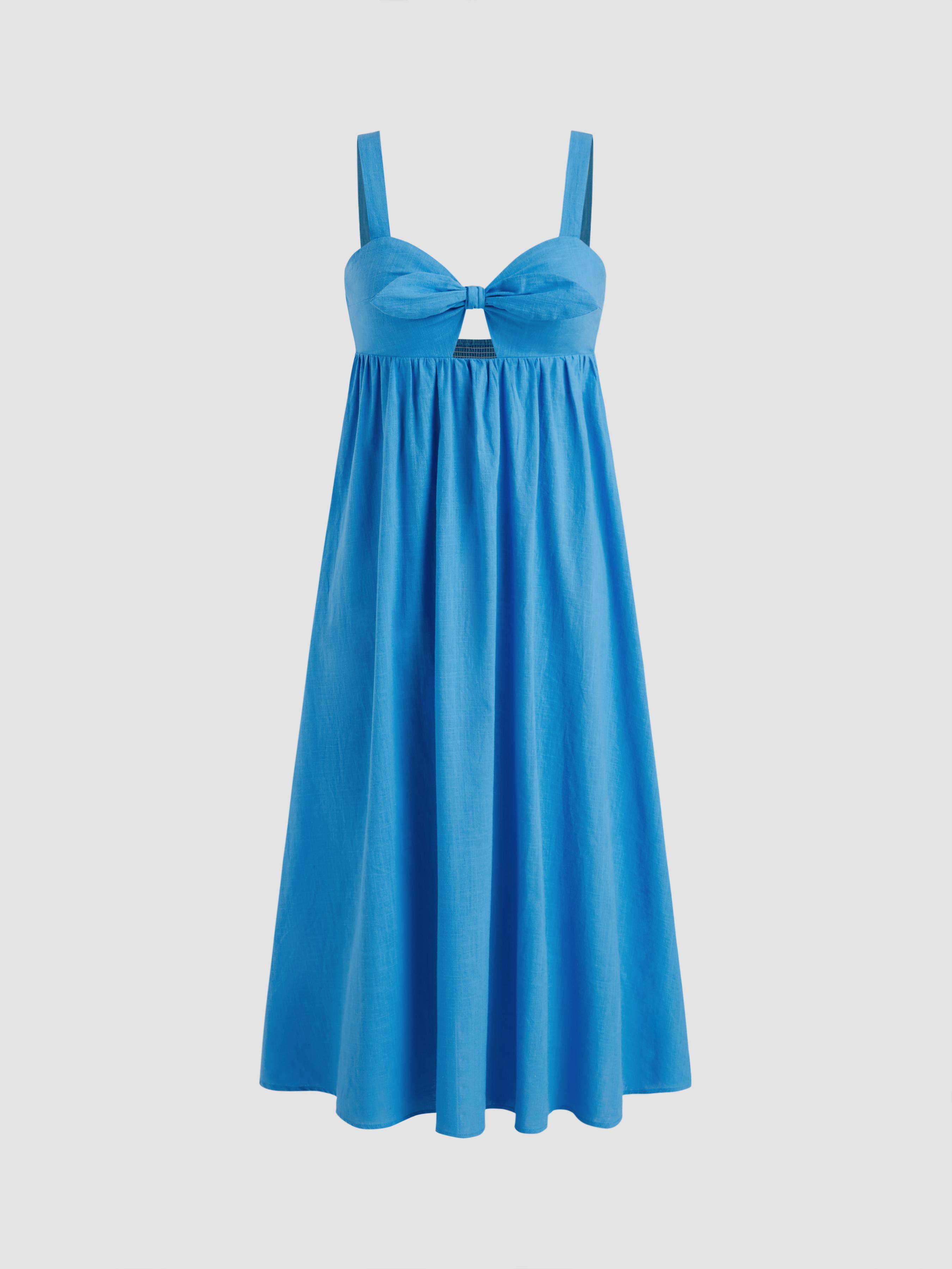 Cotton-blend Sweetheart Bowknot Cut Out Shirred Maxi Dress by CIDER