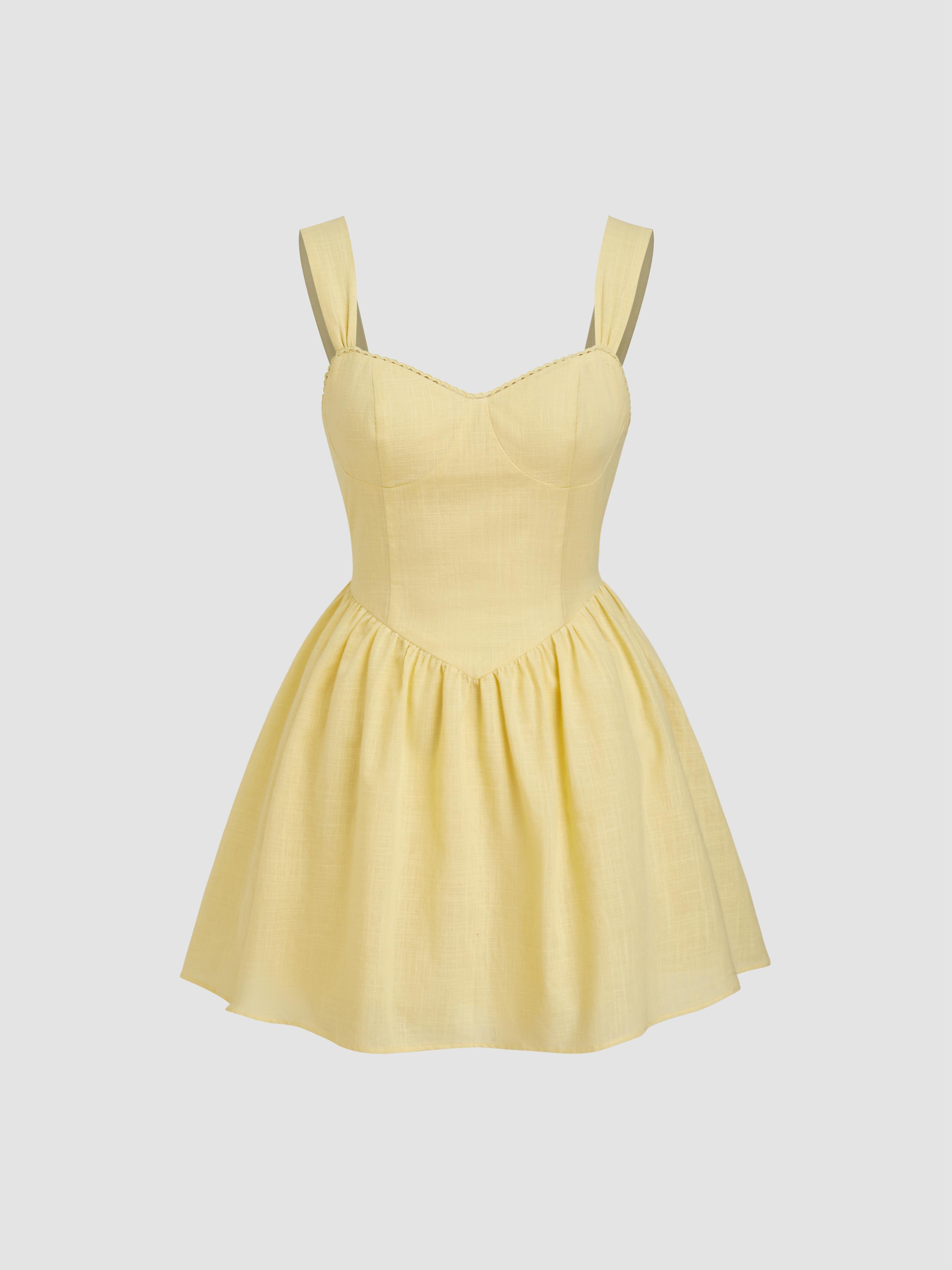 Cotton-blend Sweetheart Lettuce Trim Mini Dress by CIDER