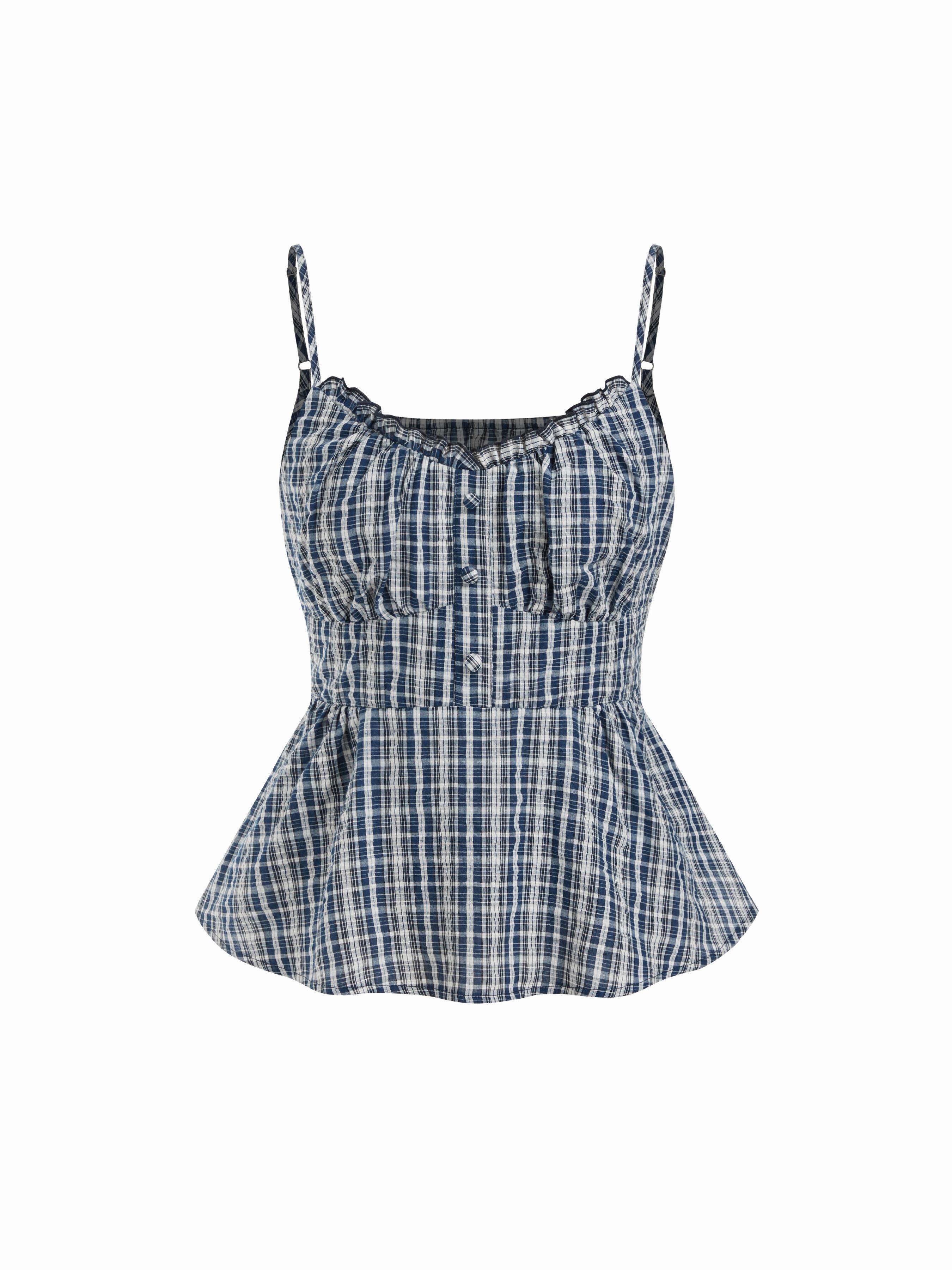 Cotton-blend Sweetheart Neck Ruffled Peplum Cami Top by CIDER